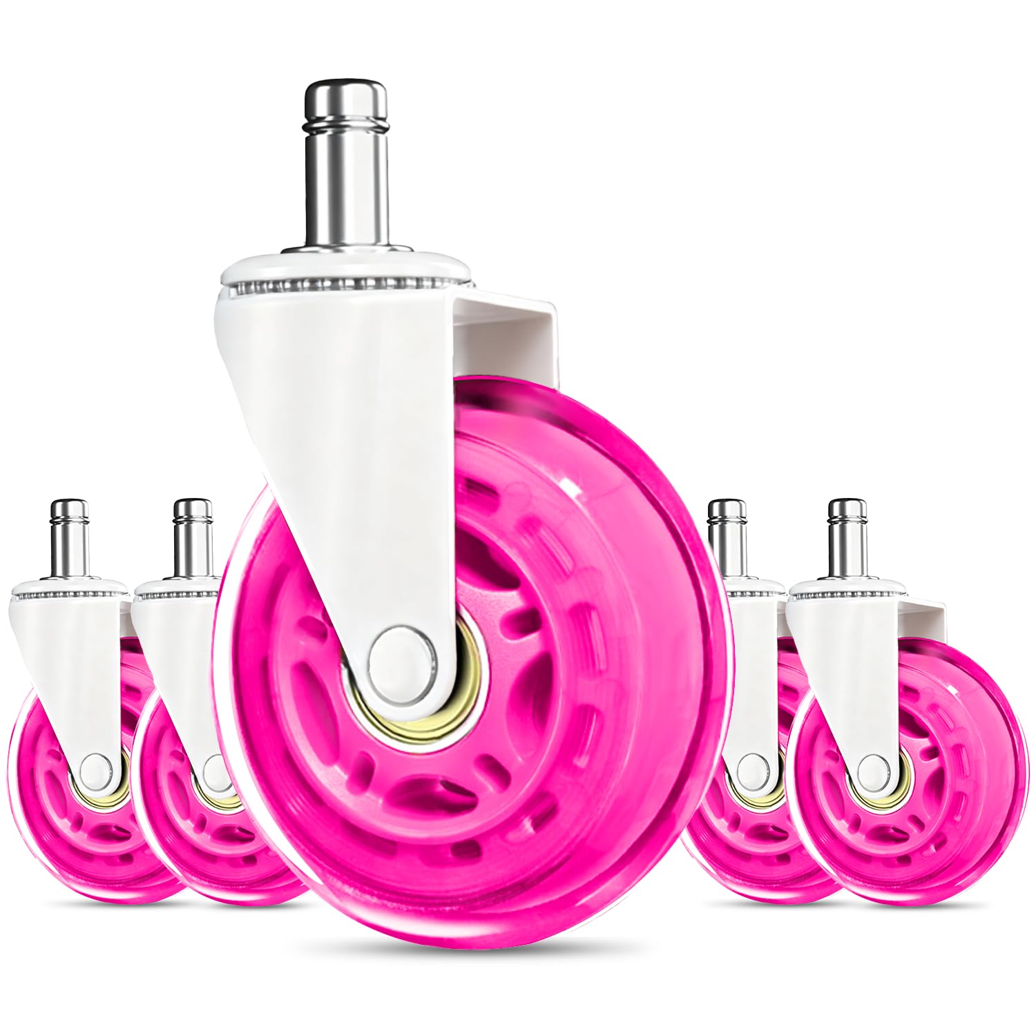 Detalle de RidRed OCW-001-Pink Office Chair Casters, Pink Polyurethane, 5-Pack