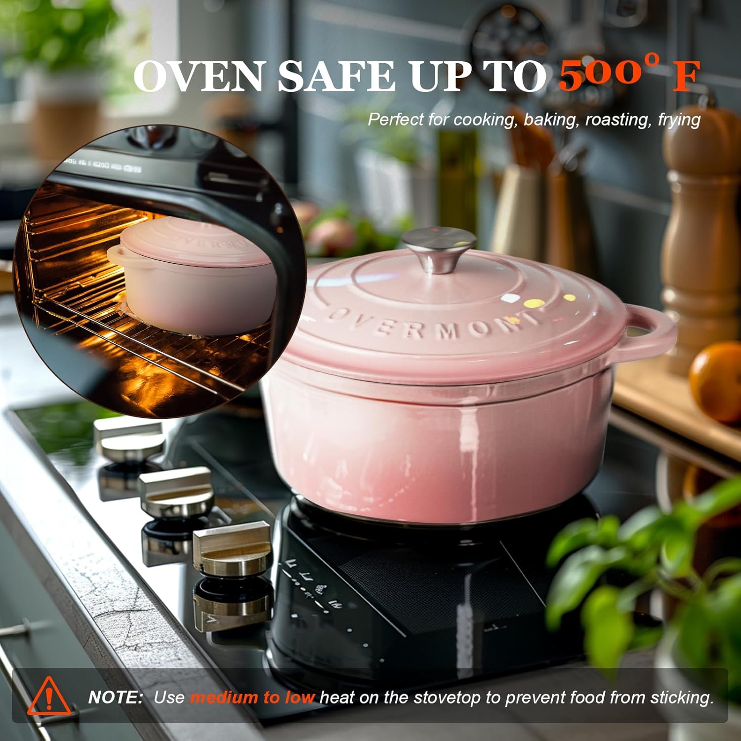 Detalle de Overmont 28cm enamelled cast iron casserole
