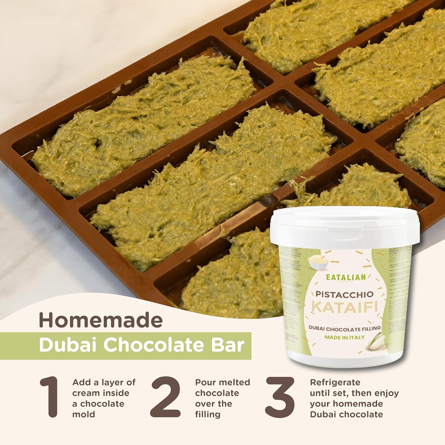 Thumbnail 4 de EATALIAN by AMZ BETTER Crema di Pistacchio con Kataifi – 1 kg, Made in Italy
