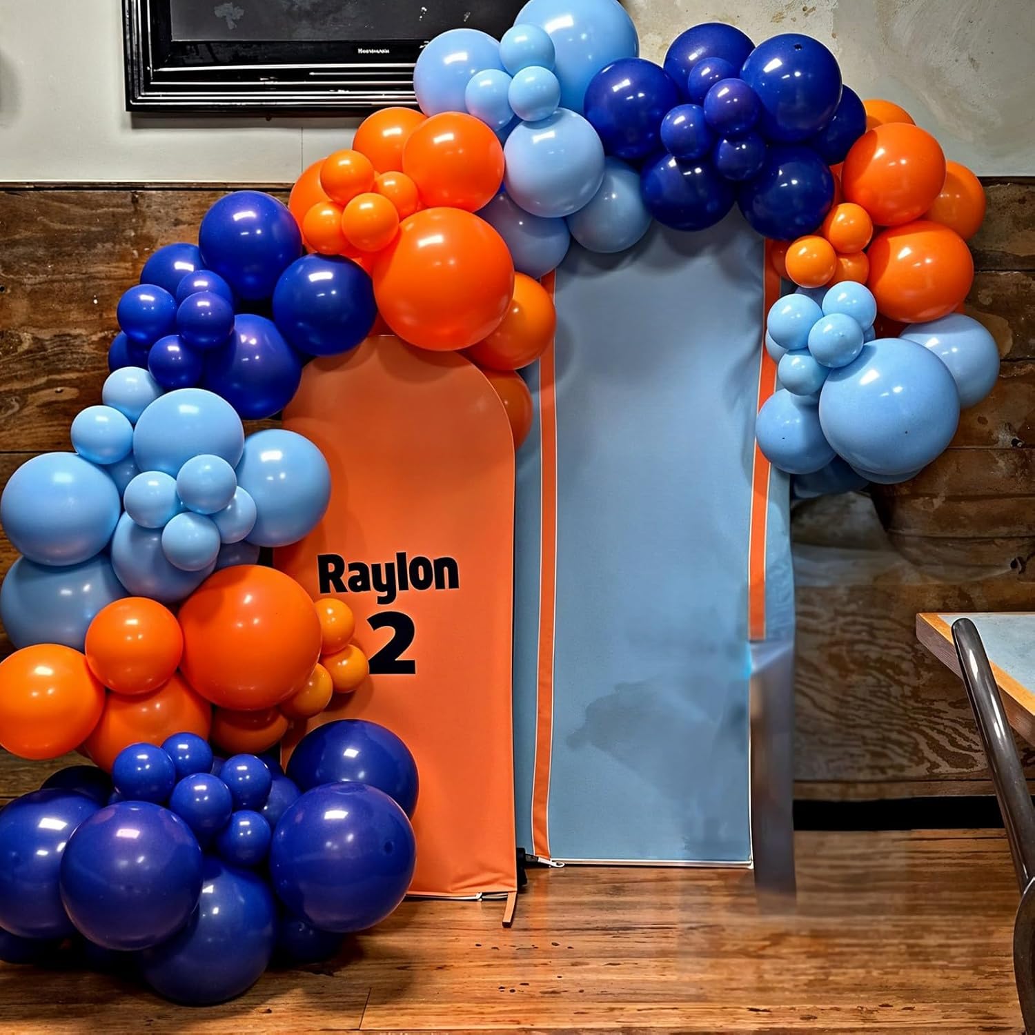 Detalle de HILAVO 60-Pack Blue and Orange Balloons – 12 Inch Confetti & Matte Balloons for Space Theme Parties