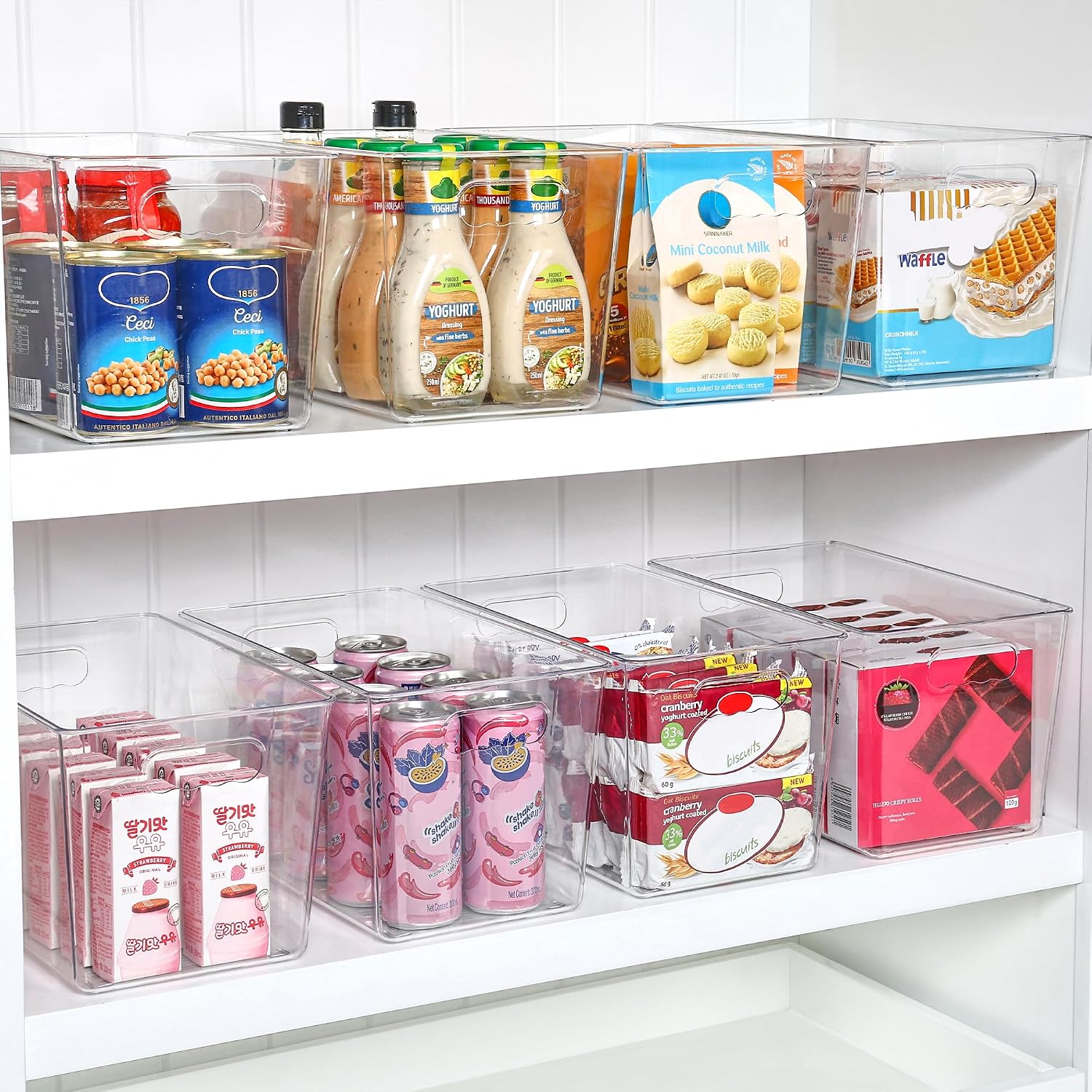 Thumbnail 2 de Vtopmart 6 Clear Plastic Storage Bins (XL) with Handles for Fridge, Pantry & Cupboards