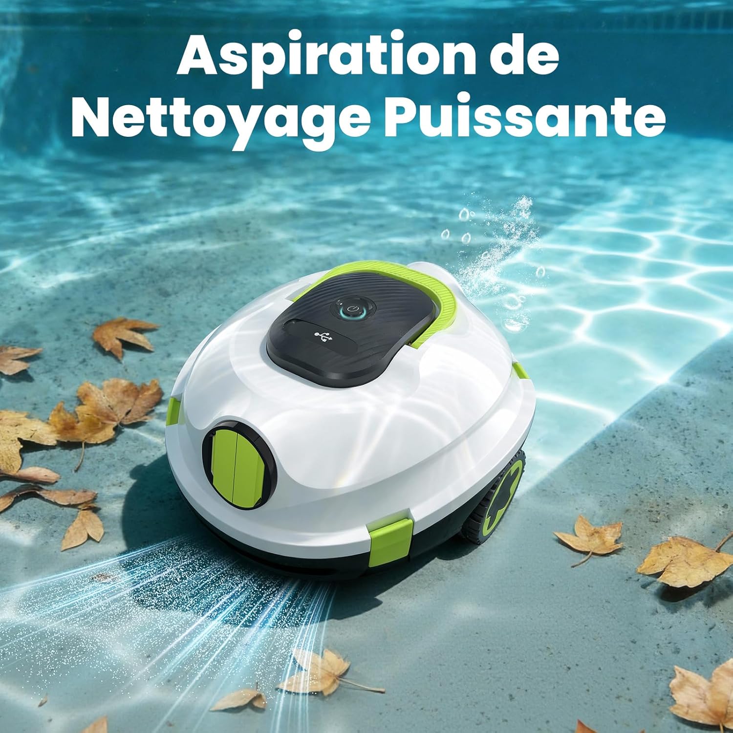 Detalle 2 de Robot Nettoyeur de Piscine sans Fil | Auto-stationnement, 120 Min d’autonomie et Léger pour Piscines hors-sol ou enterrées jusqu’à 110 m²