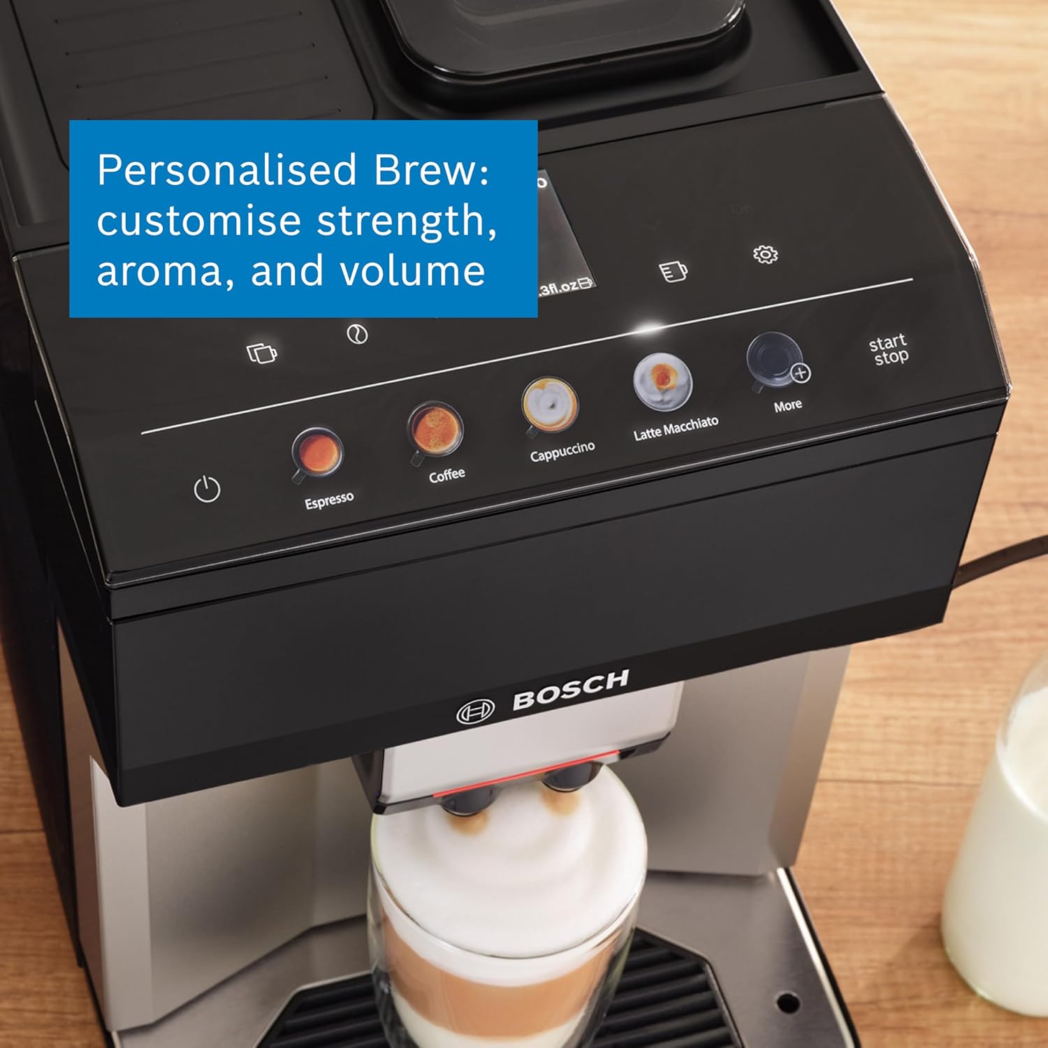 Thumbnail 4 de Bosch Serie 4 TPG40307 VeroCafe bean-to-cup coffee machine with Cappuccinatore milk frother (piano black)