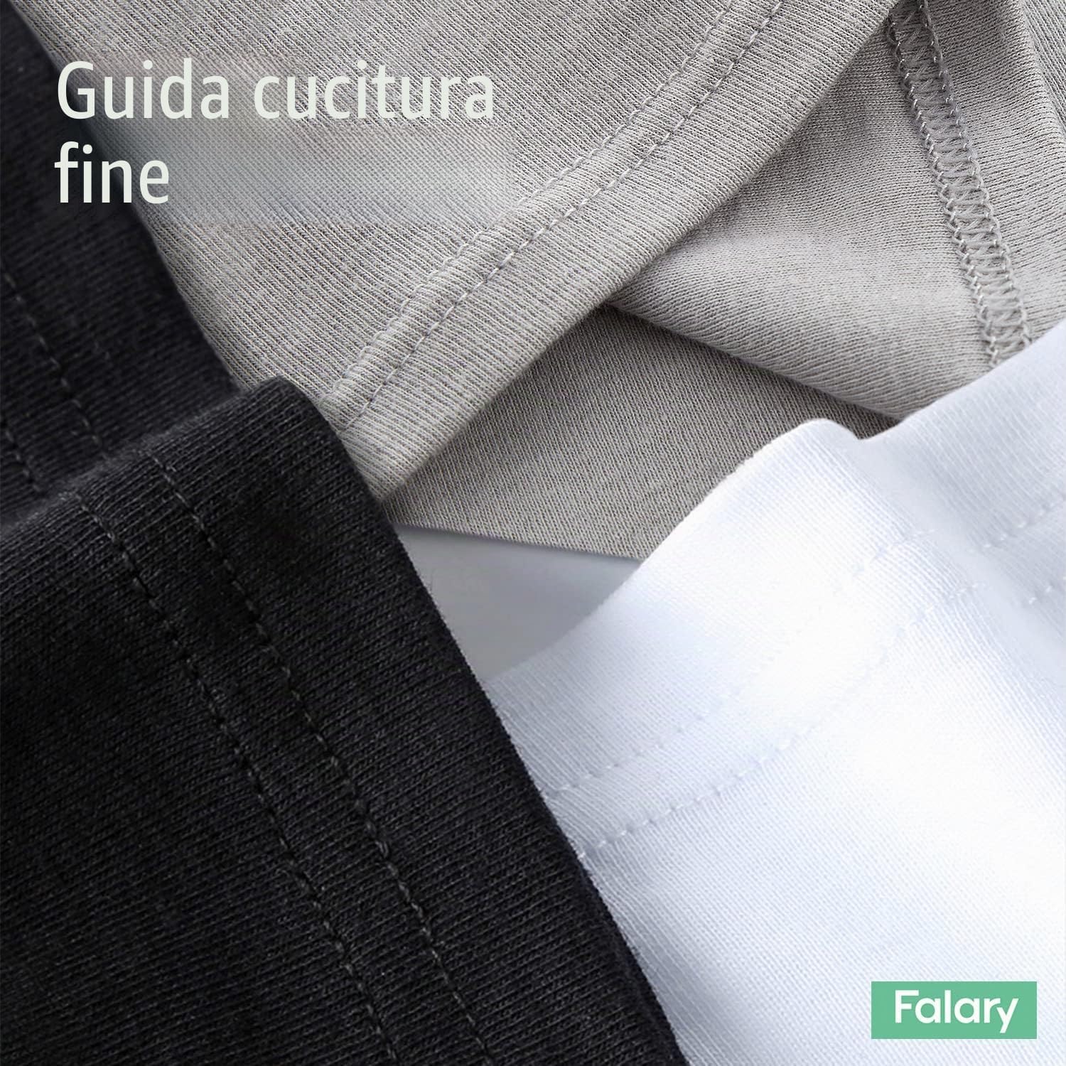Detalle de FALARY Canottiera Uomo in cotone pettinato – pacco da 3/5, comfort quotidiano