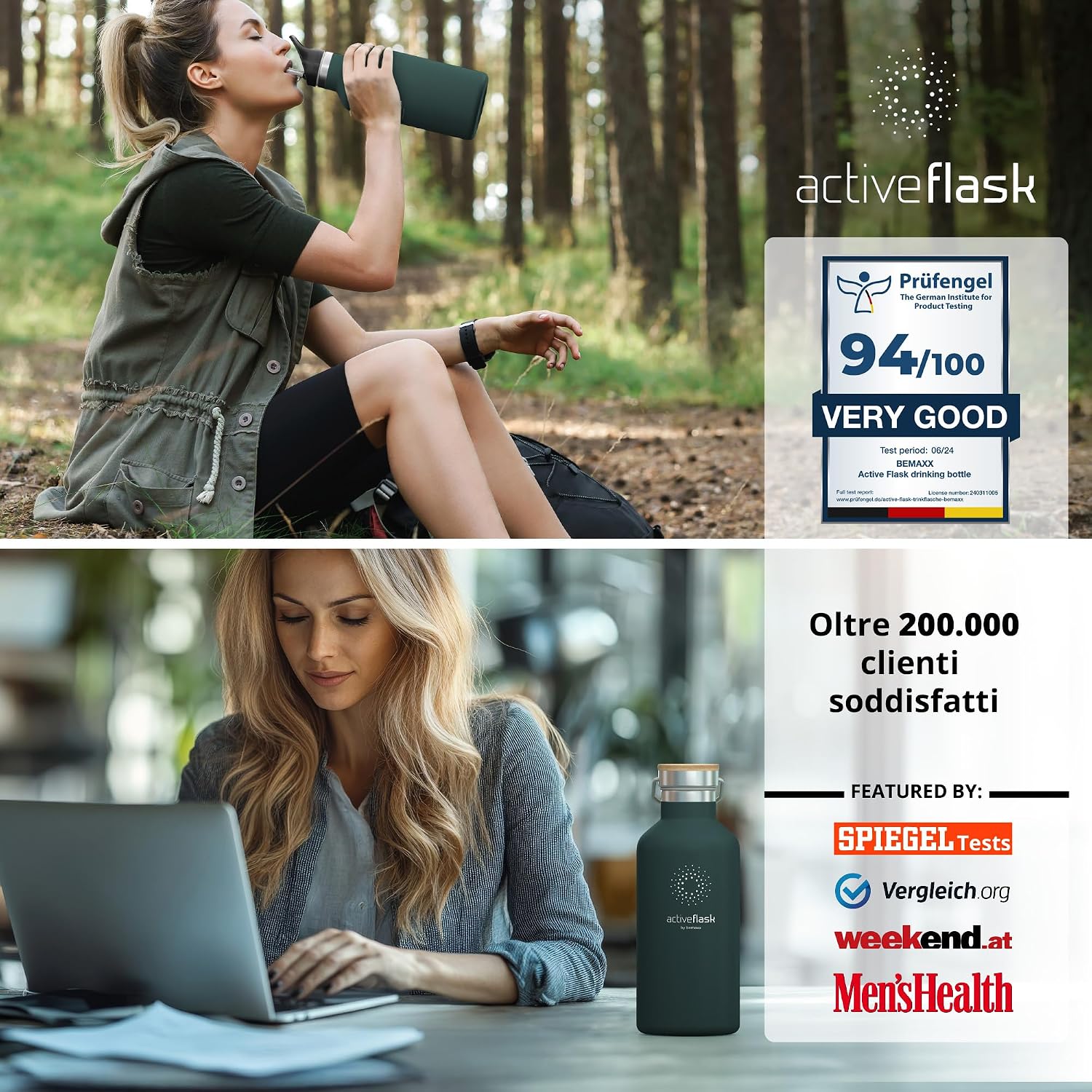 Thumbnail 6 de BeMaxx Borraccia Termica ACTIVE FLASK 950 ml: infusore, tre tappi e acciaio inox, senza BPA