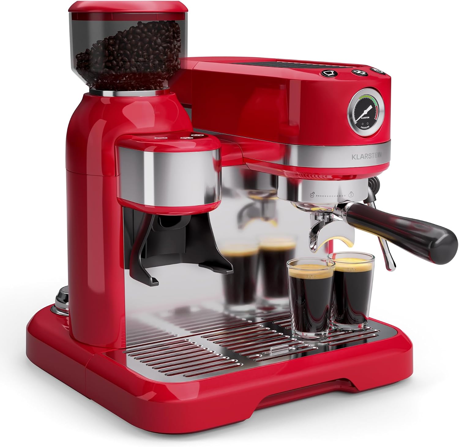 Detalle de Klarstein Bella Café Espresso Machine with 19-Bar Pressure, Grinder & Milk Frother