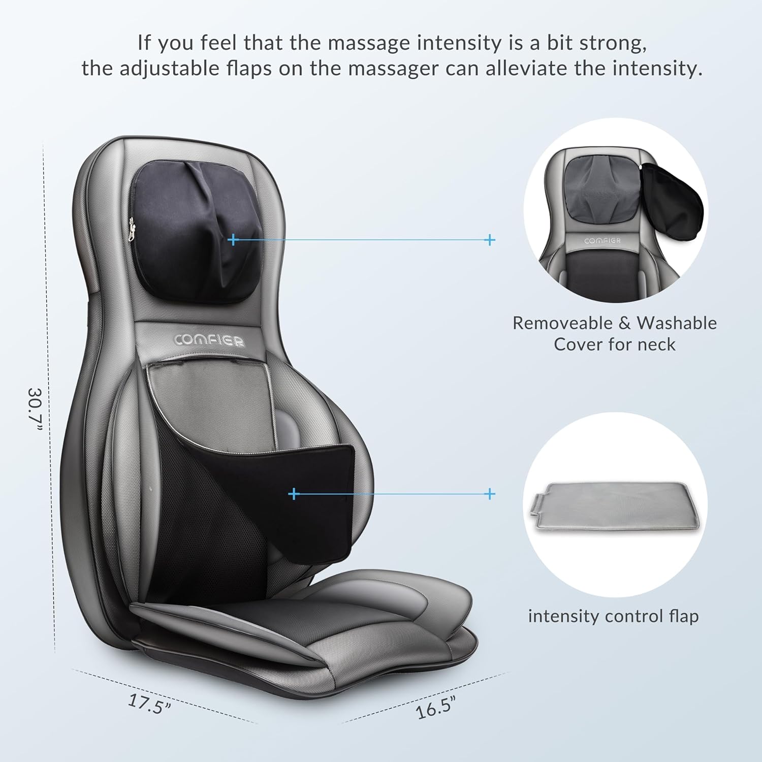 Thumbnail 6 de COMFIER Massaggiatore Schiena e Collo con Calore, Shiatsu 2D/3D e Compressione d’Aria per sedia e divano