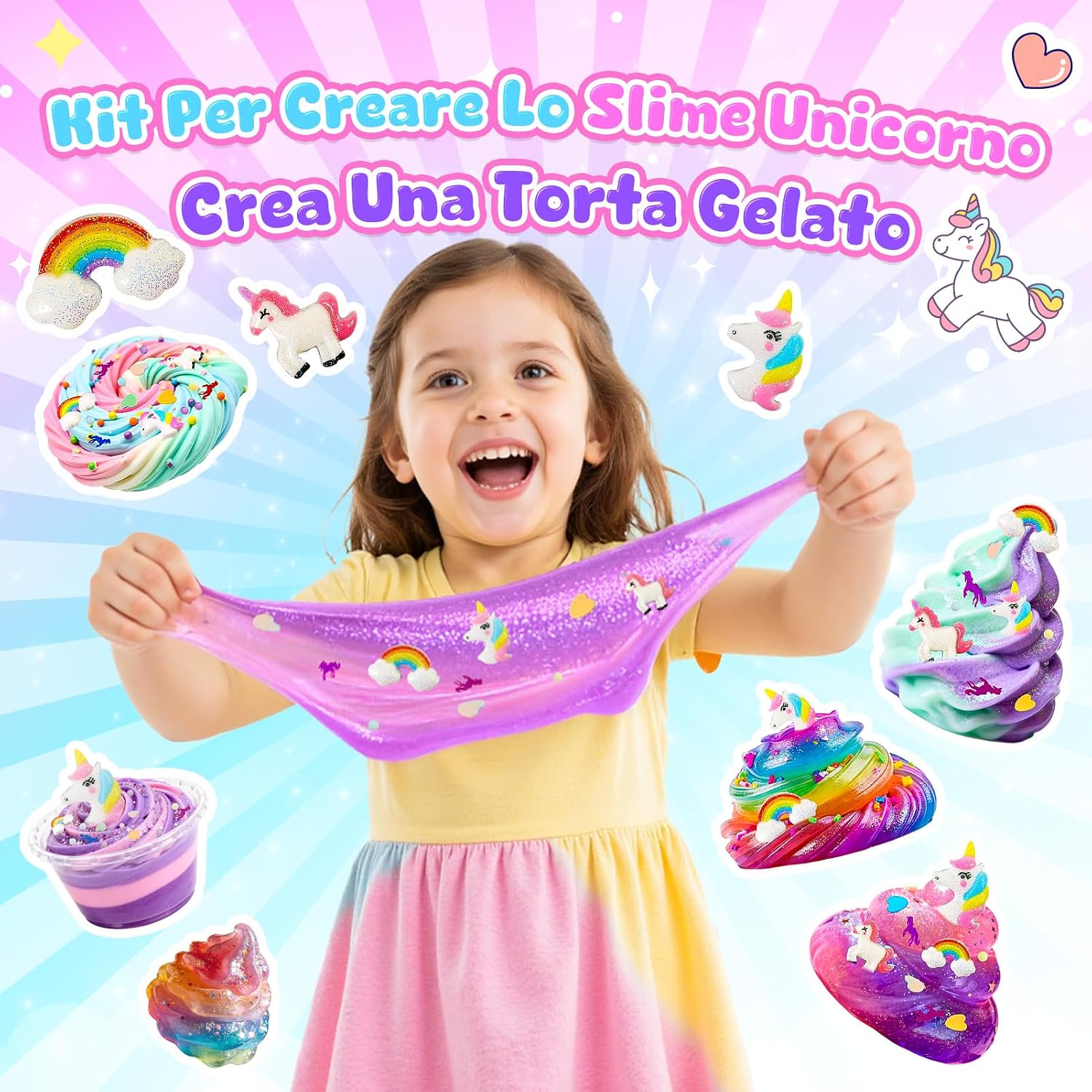 Thumbnail 1 de iKidiki Slime Unicorno Fluffy – Kit slime fai da te con unicorno per bambine 6–12 anni