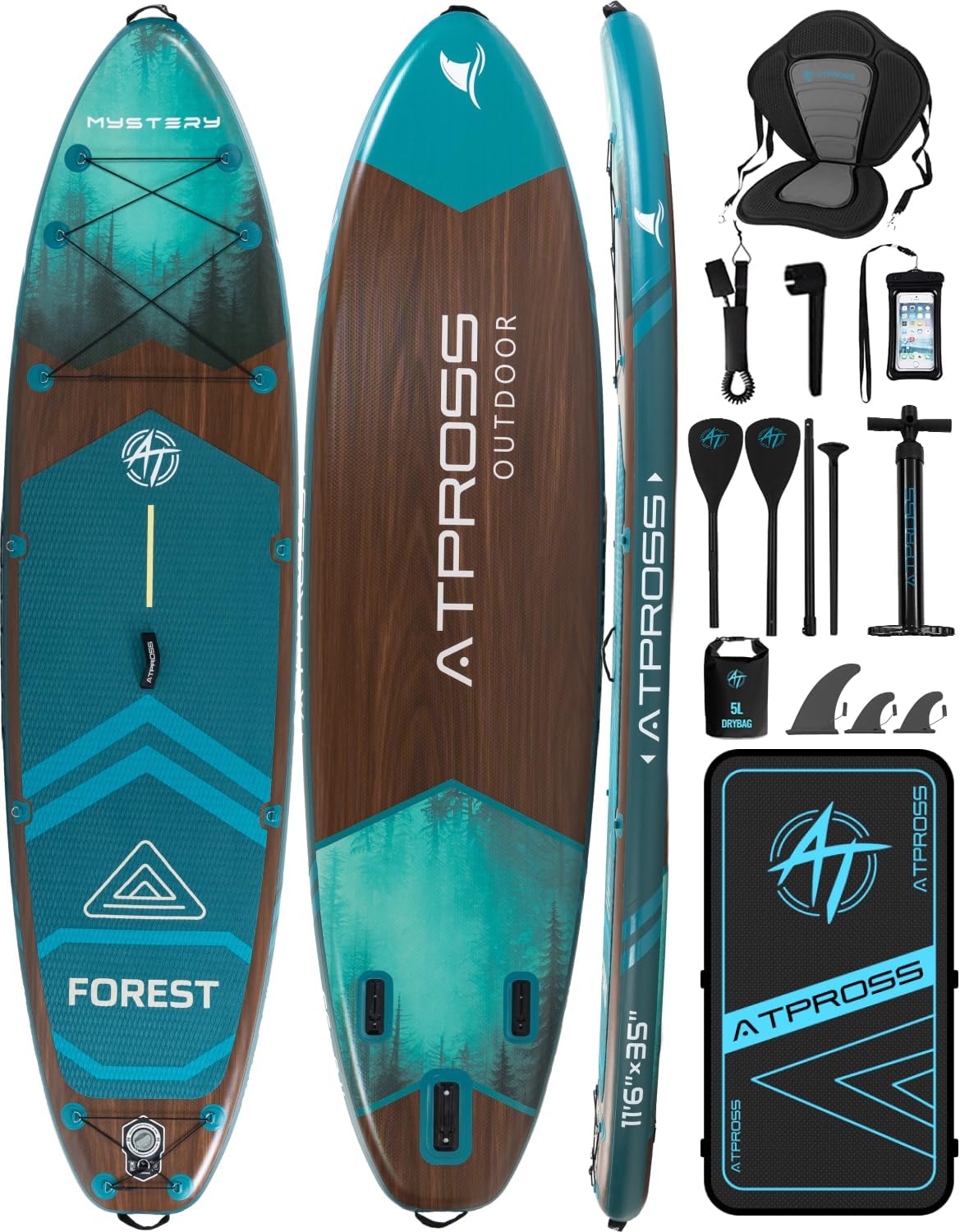 Detalle de ATPROSS 11'6" x 35" Inflatable Paddle Board with All-in-One Kit: Extra-Wide, 450 lb Capacity