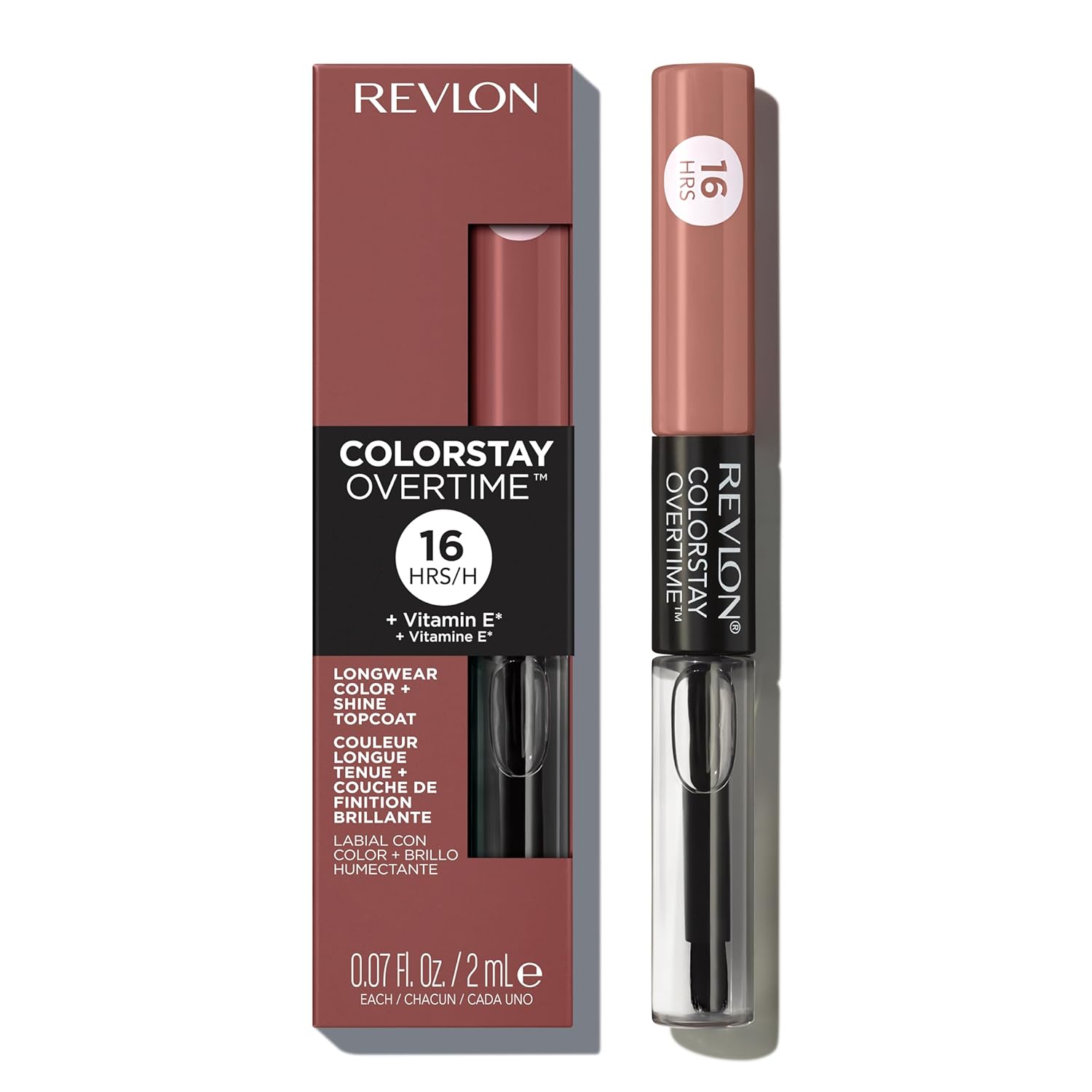 Thumbnail 1 de Revlon ColorStay Overtime Liquid Lipstick with Clear Lip Gloss (540 Unstoppable Nude)