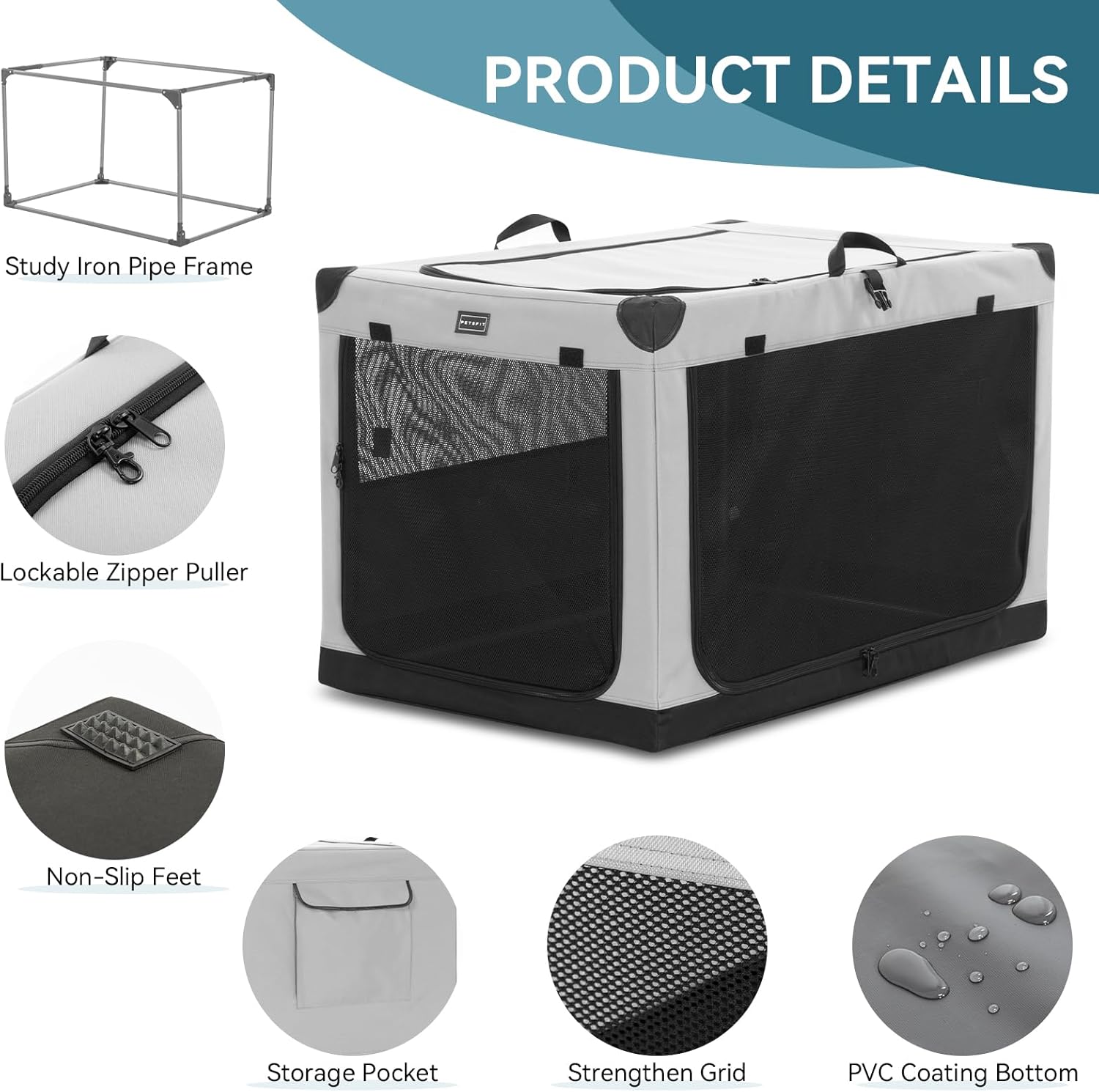Detalle de Petsfit Soft Dog Travel Crate for Medium to Large Dogs up to 40 kg