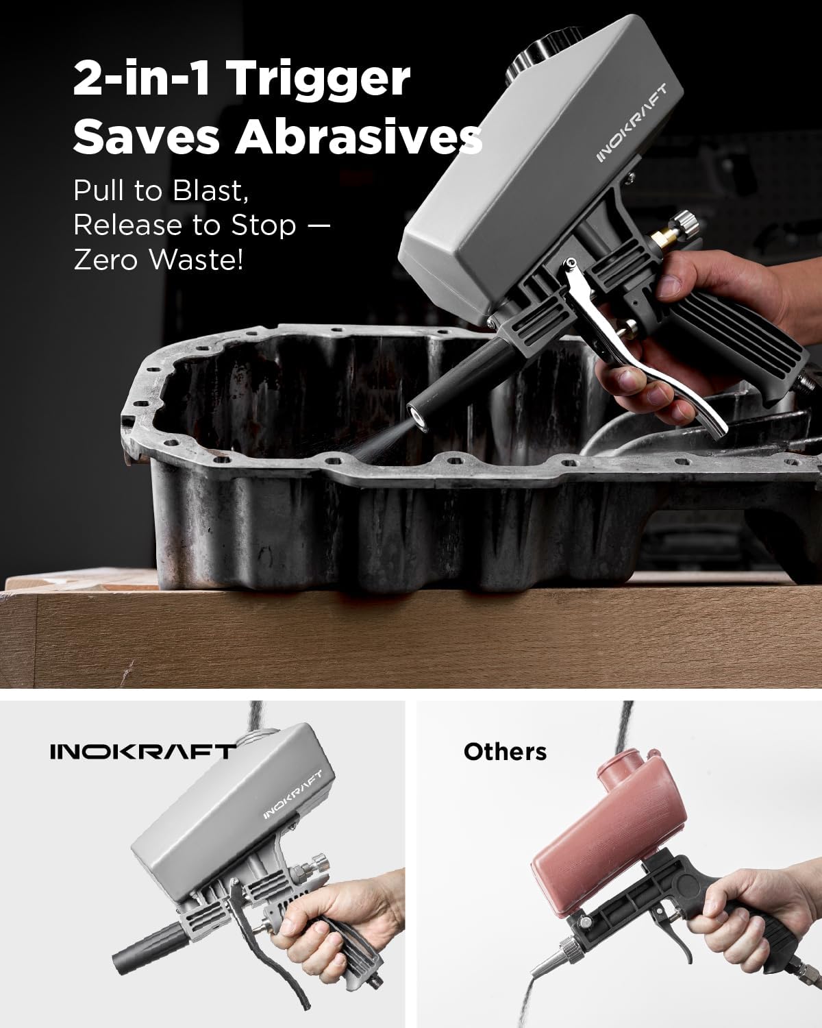 Detalle de InoKraft Portable Sandblaster Gun Kit with Oil-Water Separator & Extension Nozzle (mini sandblaster)