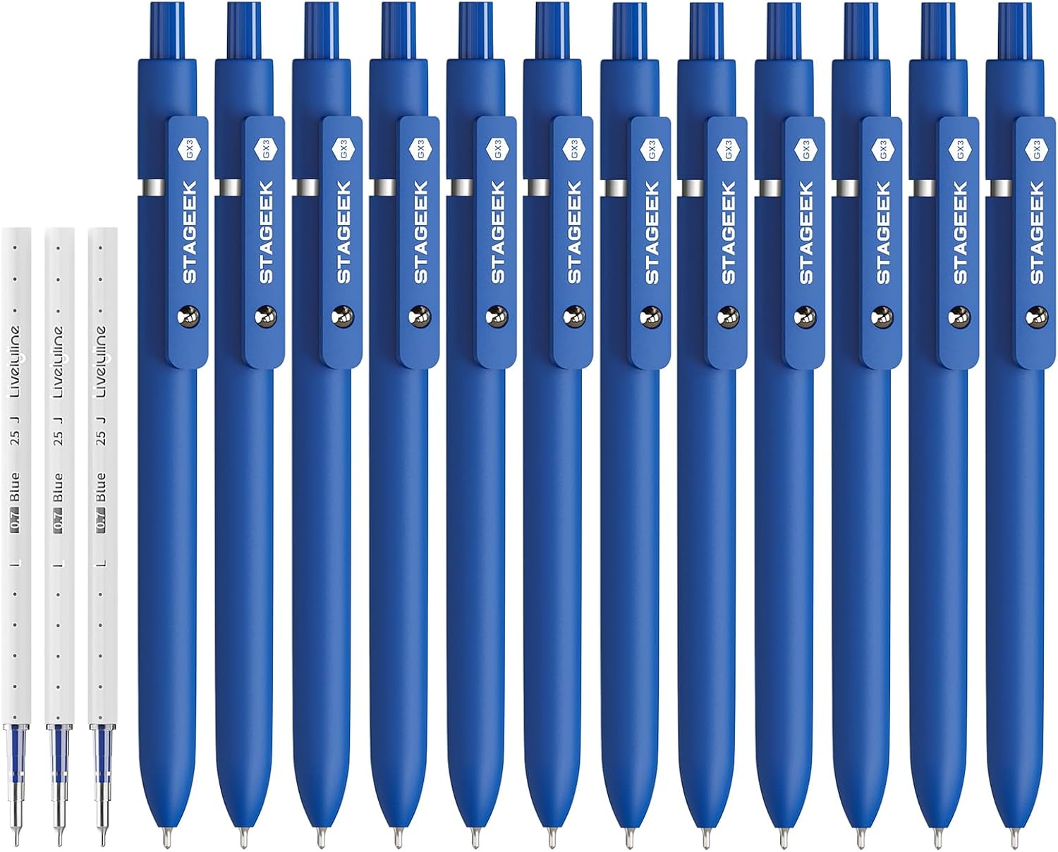 Detalle de STAGEEK GX3 カラーゲルペン 0.7mm・4色セット、替え芯付き