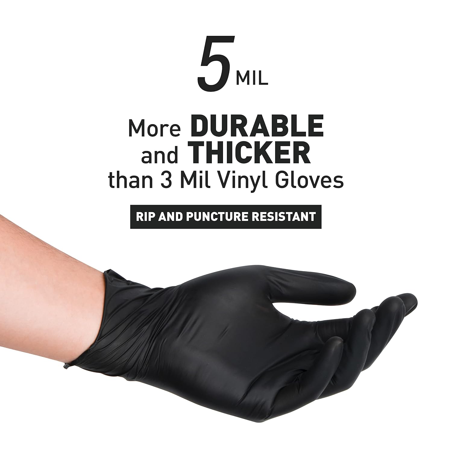 Thumbnail 1 de OKIAAS Black Medium Vinyl Gloves (Latex-free, 5 mil) – 100 Count for food prep, cleaning, hair dye & more