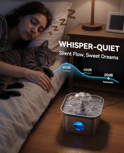 Detalle de FEELNEEDY Fontaine à Eau Chat INOX 2,8 L avec 3 Filtres