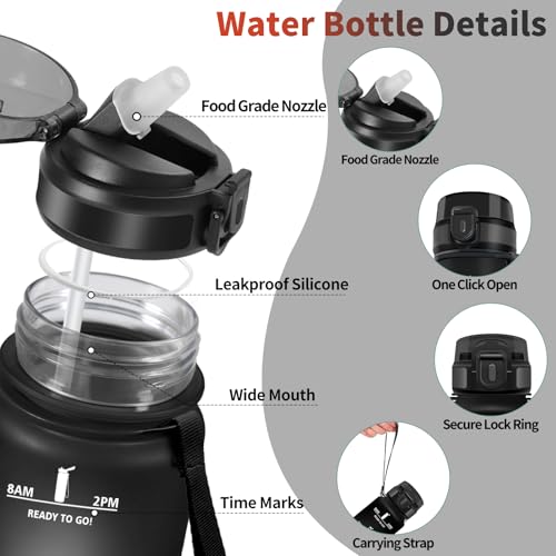 Detalle 2 de HoneyHolly Botella Agua 1 L con pajita y marcador 🚰