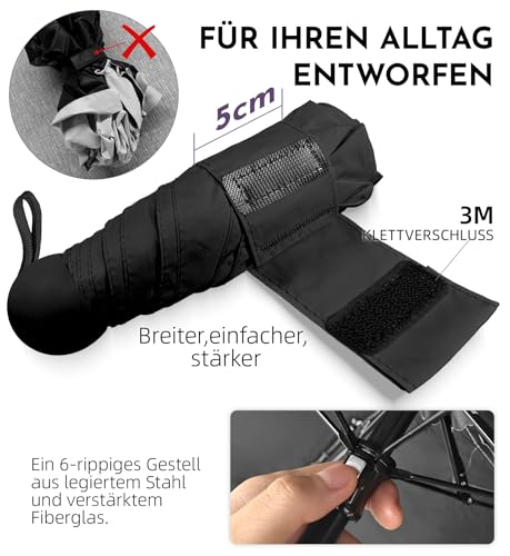 Detalle de LILAC Mini Regenschirm Leicht & Kompakt – UPF 100+ UV-Schutz, Taschenschirm