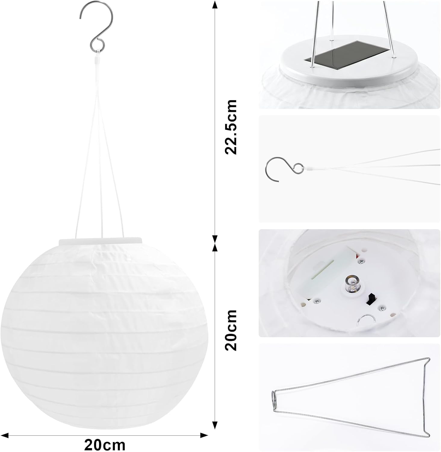 Thumbnail 2 de Auting Solar Lampions Außen Wetterfest, 2erセット, 20 cm – Warmweiß für Garten, Terrasse und Hochzeit