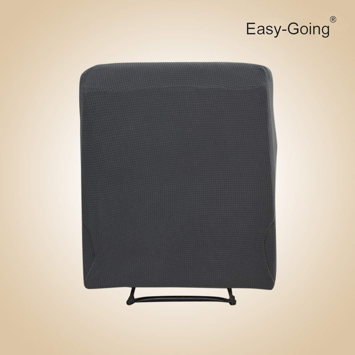 Detalle de Easy-Going Recliner Stretch Sofa Slipcover (4-Piece) in Dark Gray, Spandex Jacquard Small Checks
