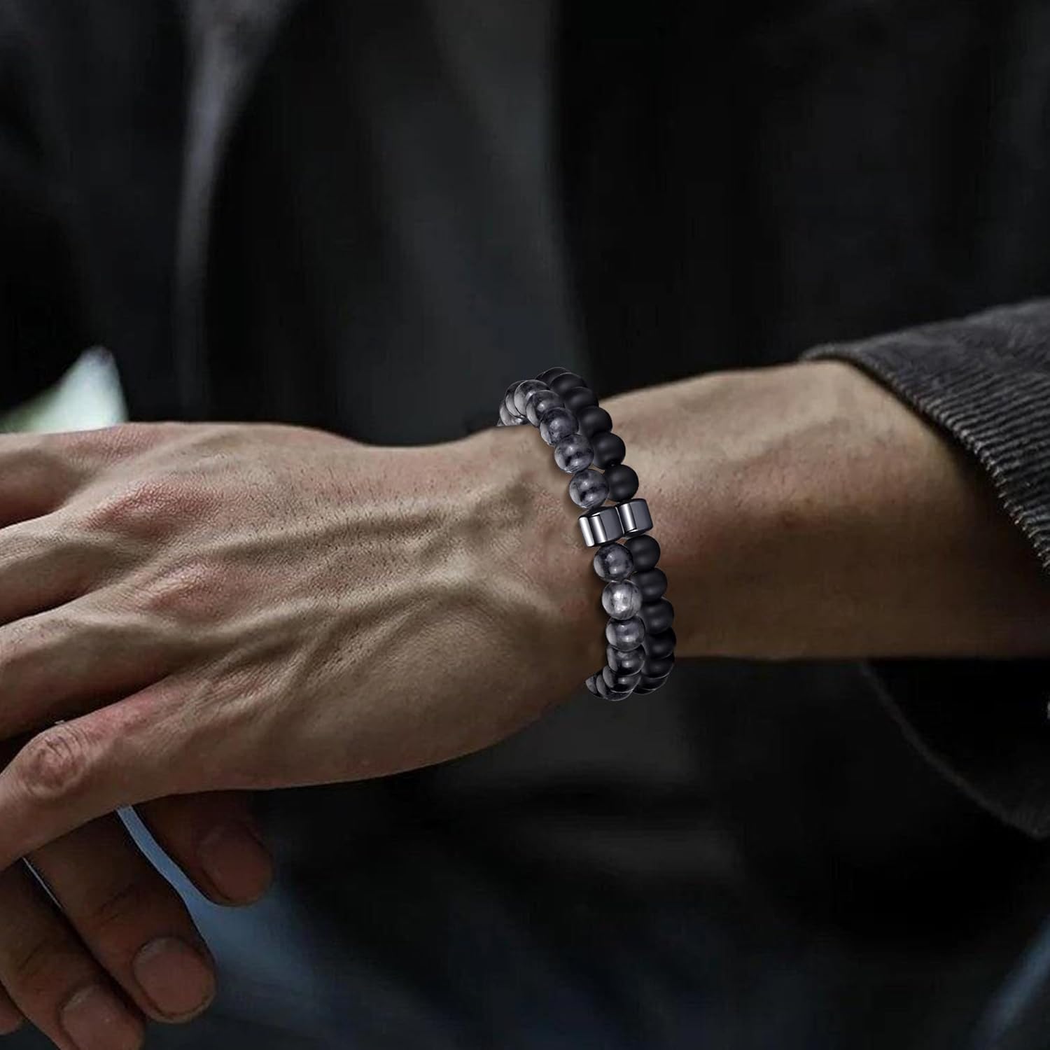Thumbnail 6 de Bracelet MOROTOLE œil de tigre homme 8 mm (lot de bracelets) pierres naturelles ajustables