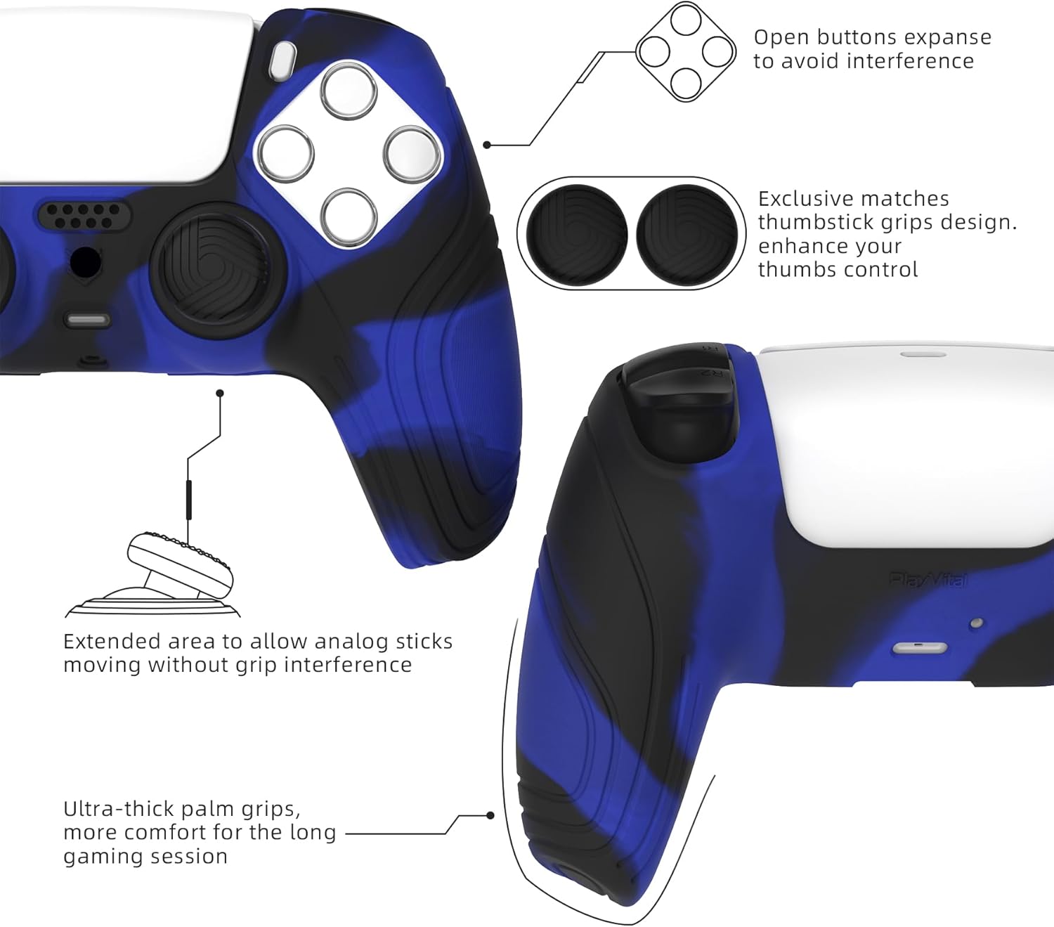 Thumbnail 3 de eXtremeRate PlayVital Samurai Edition PS5 controller grip with thumb caps