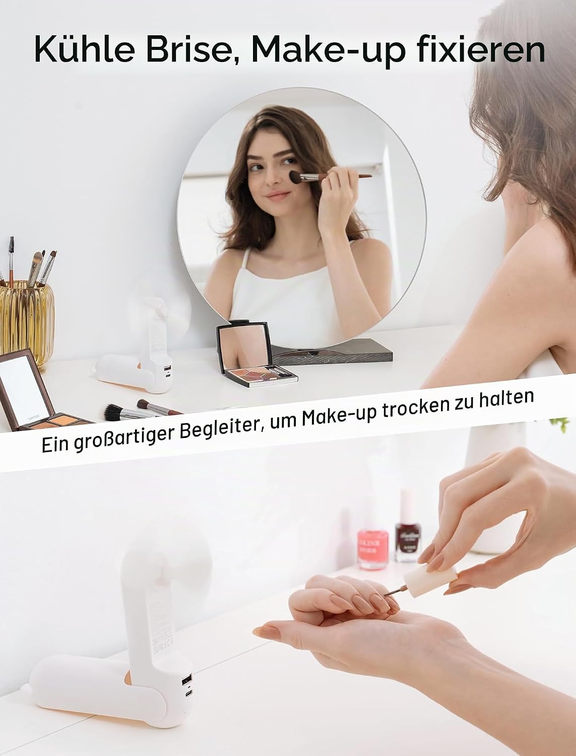 Thumbnail 4 de JISULIFE Handventilator 3 in 1 – kompakter USB-Akkuventilator mit Powerbank und Taschenlampe