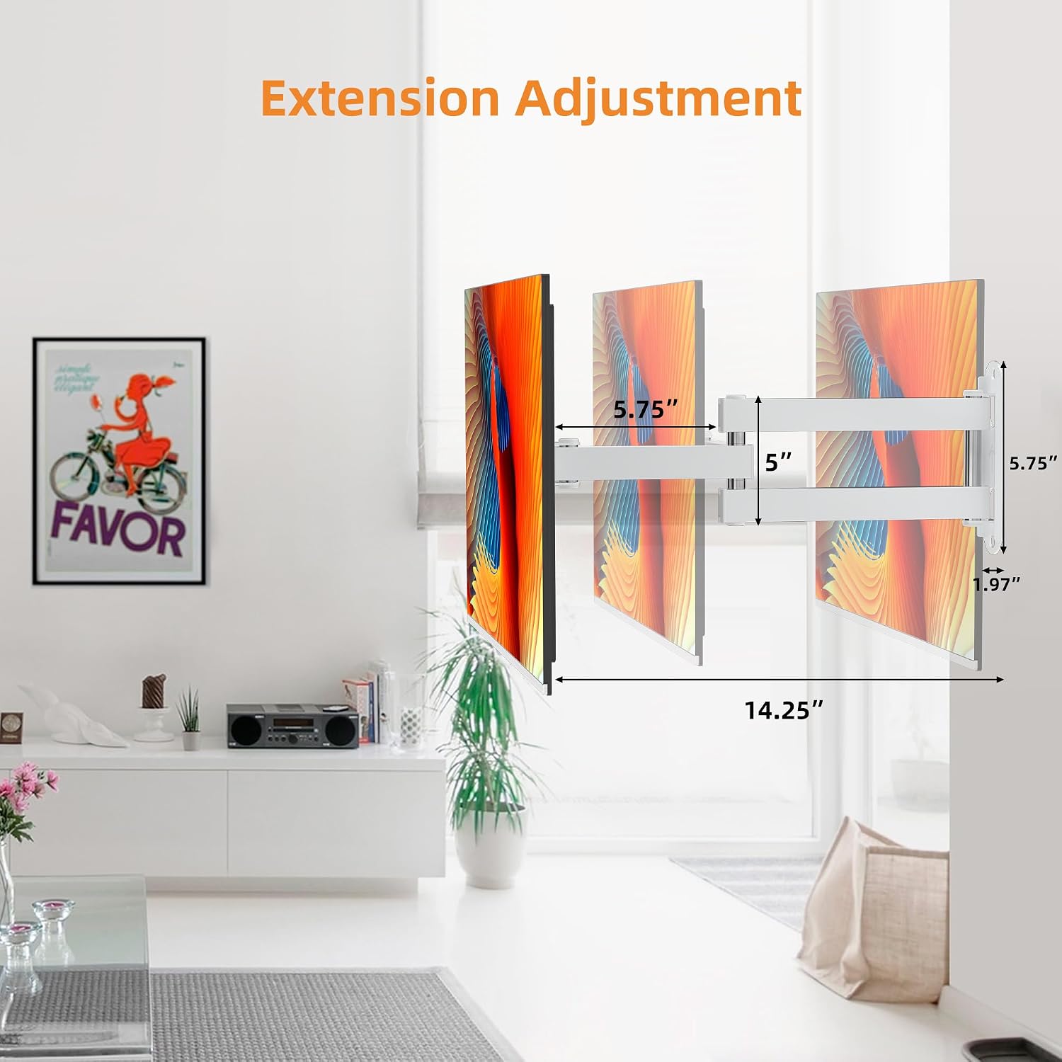 Detalle de XINLEI MA1330W TV Wall Mount: Full Motion Bracket for 13–32 inch TVs