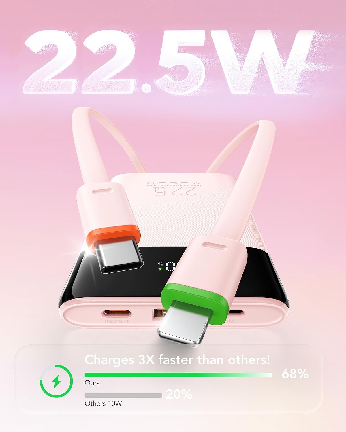Detalle de VEGER Portable Charger with Built-in Cables