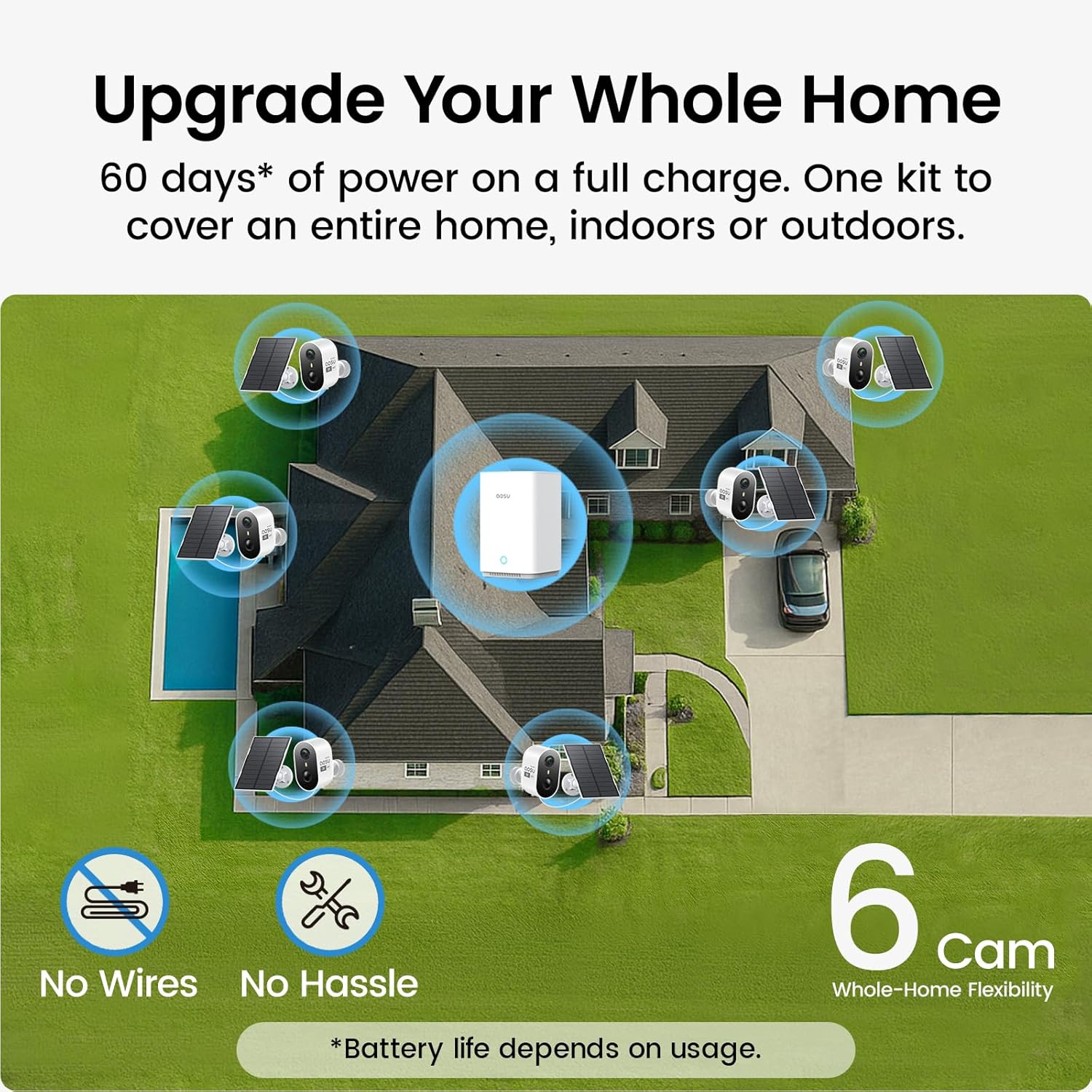 Thumbnail 2 de aosu 2K Wireless Outdoor Solar Security Cameras 6-Cam Kit with aosuBase 2.0