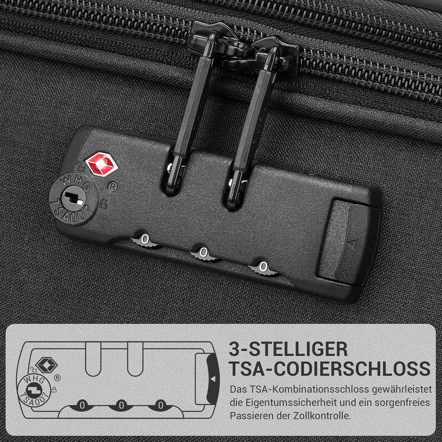 Detalle de British Traveller Erweiterbarer Mittelgroß Koffer 68L – 4-Rollen, TSA, 68,5x44x28,5 cm