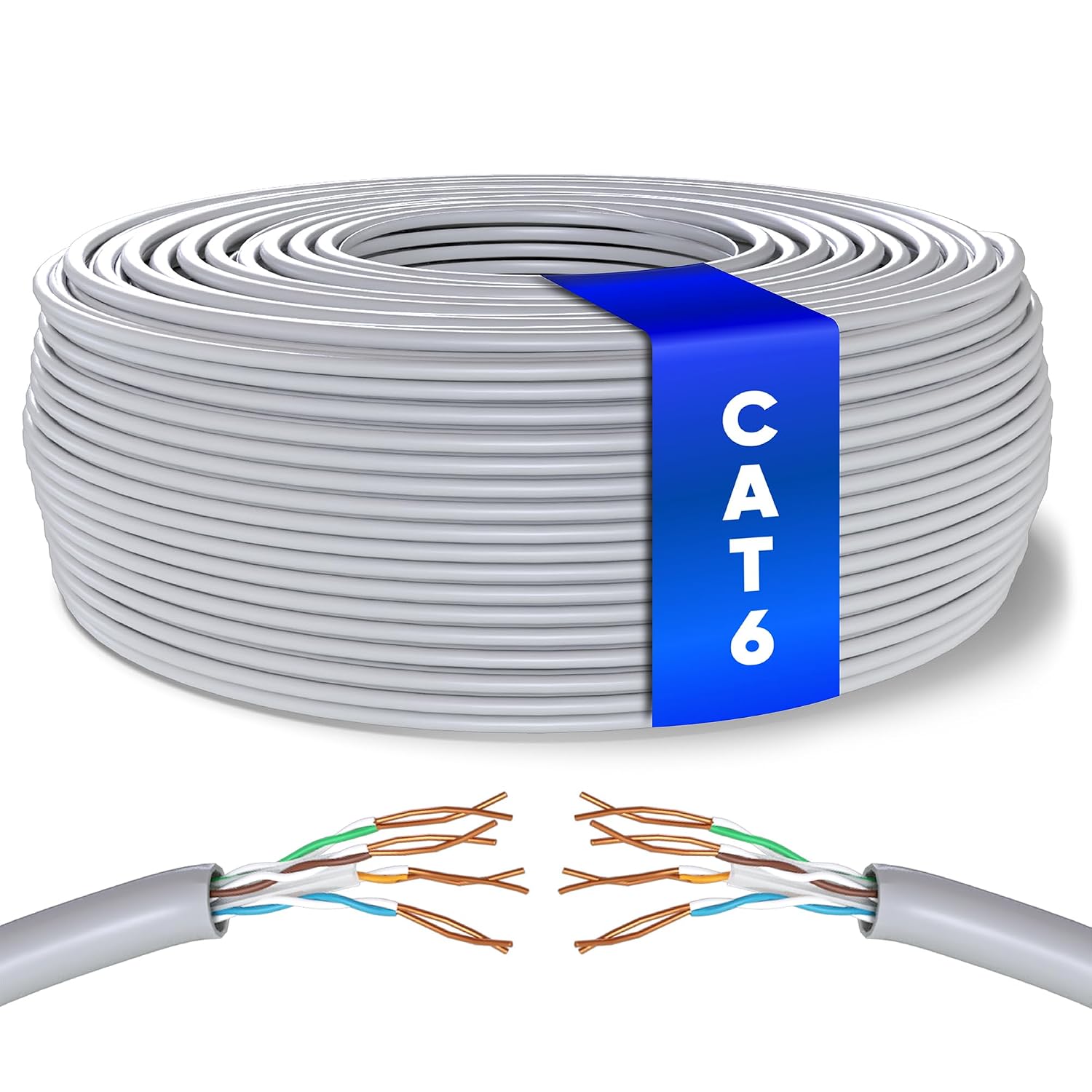 Detalle de Mr. Tronic Bulk Cat 6 Ethernet Cable 50m – High Speed LAN Cable