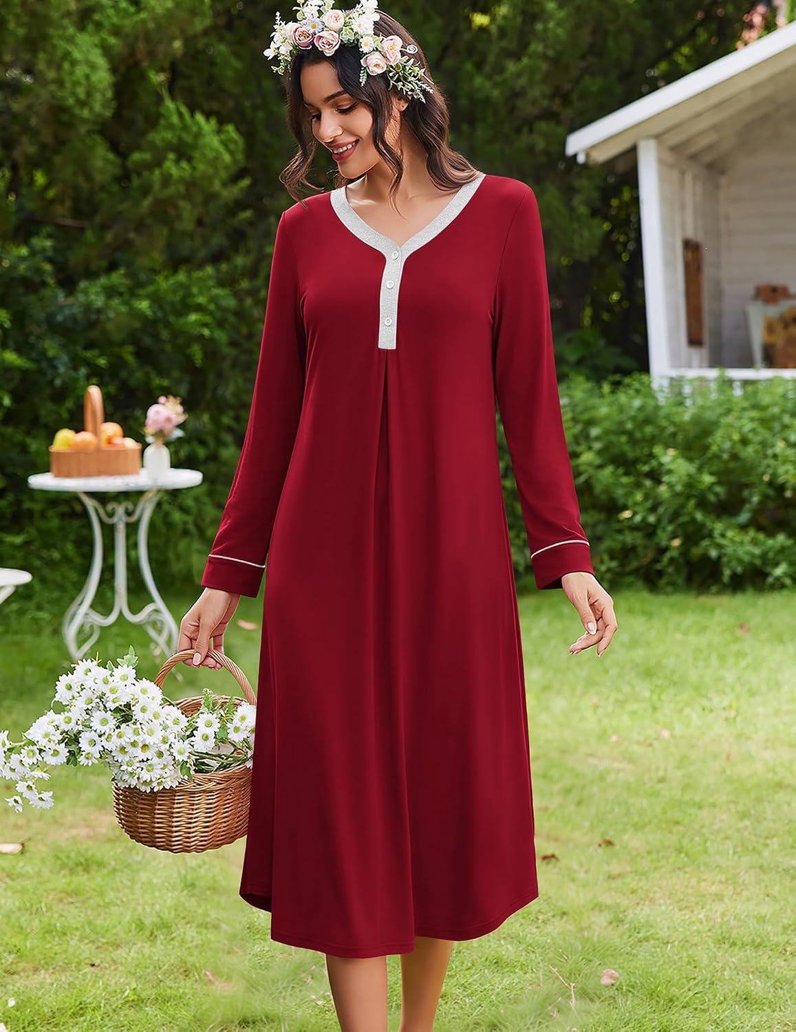 Detalle 2 de Ekouaer Women's Modal Nightgown