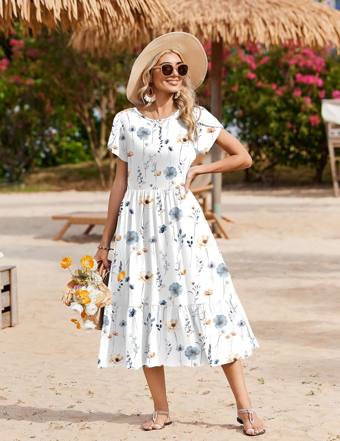 Thumbnail 4 de Zeagoo Women Summer Midi A-Line Dress with Pockets — Flowy Tiered Sundress for Vacation