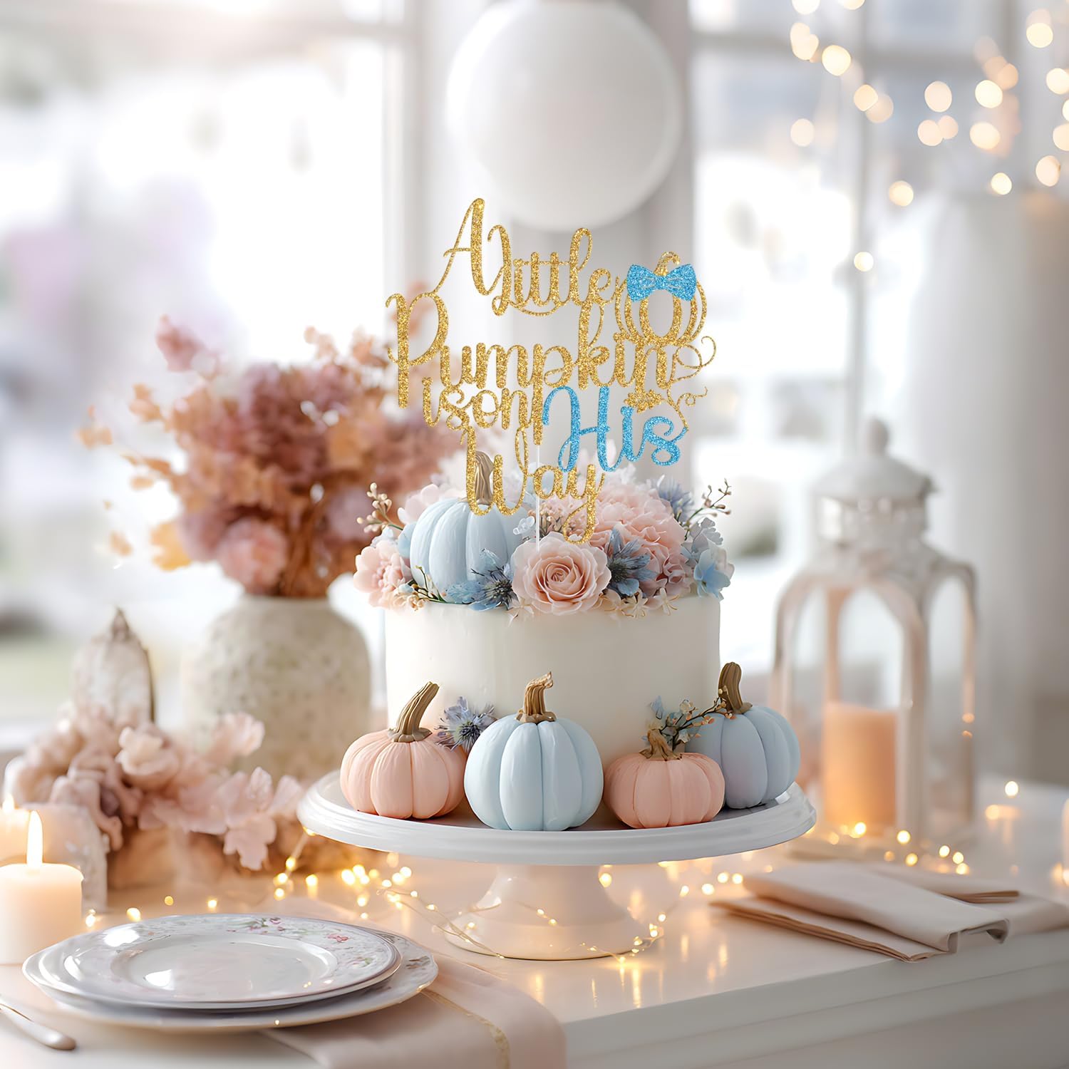 Thumbnail 4 de Cake Topper, Gold and Blue Glitter