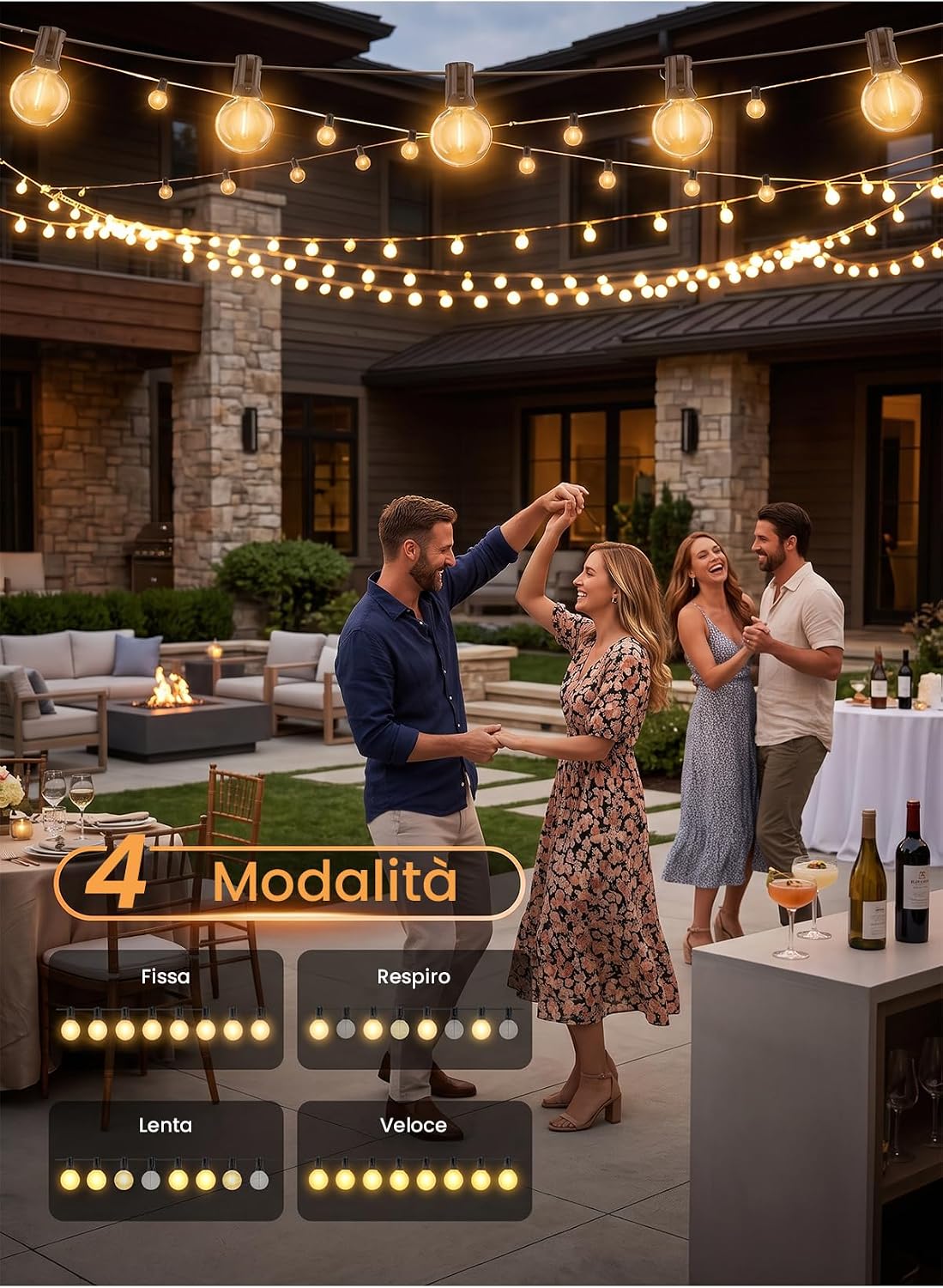 Thumbnail 5 de Yuucio Catena Di Luci a Energia Solare per Esterni (15 m, 25+1 LED G40, IP45/IP65, 2700K) – Decorazione solare per giardino e feste
