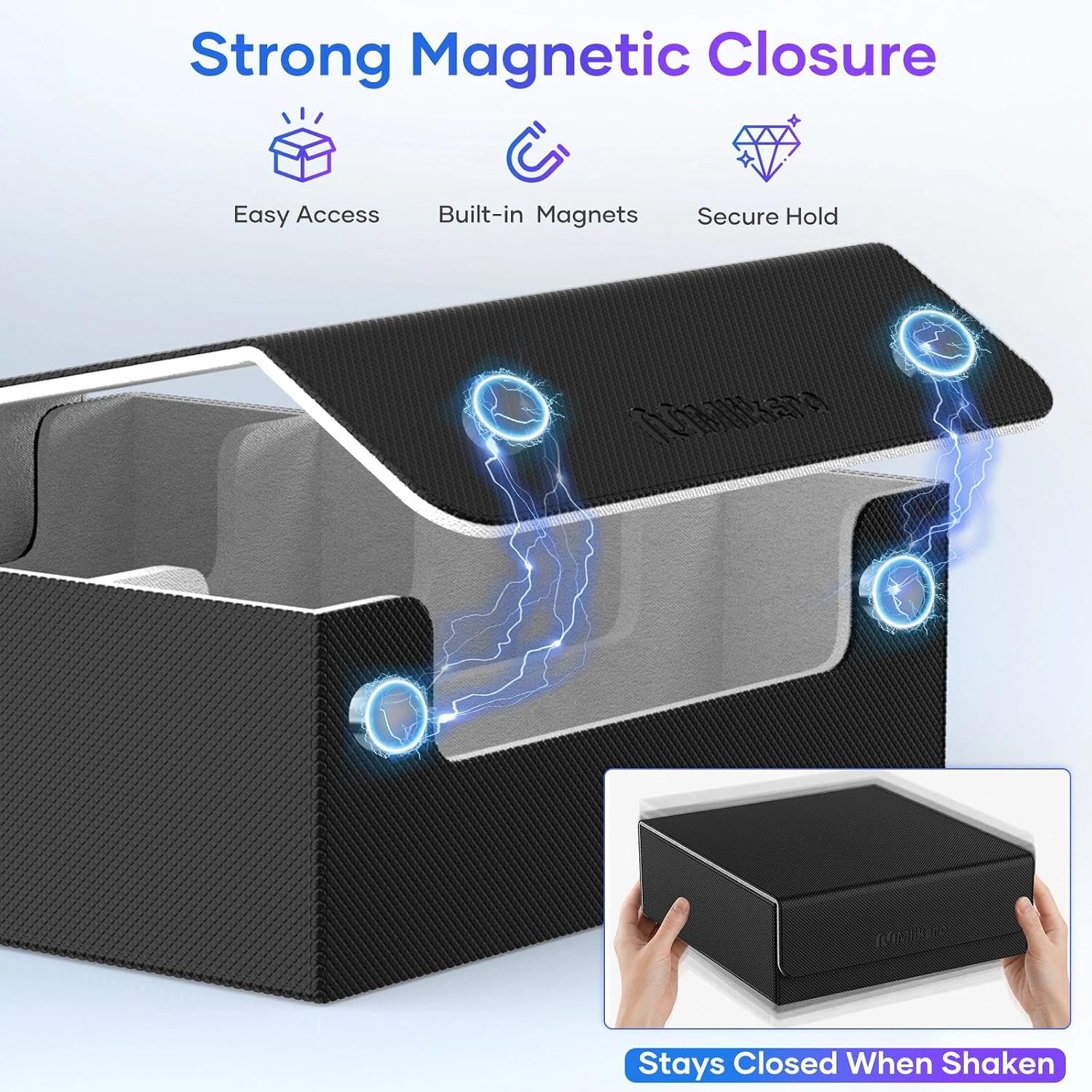 Detalle de Mlikero Card Deck Case (2400+ Trading Card Storage Box) with Magnetic Closure, 10 Dividers & Foam Stoppers