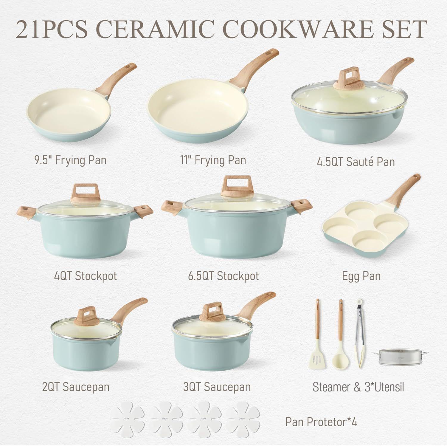 Thumbnail 1 de CAROTE 19pcs Pots and Pans Set with Detachable Handle – Nonstick, Induction Ready, Oven Safe