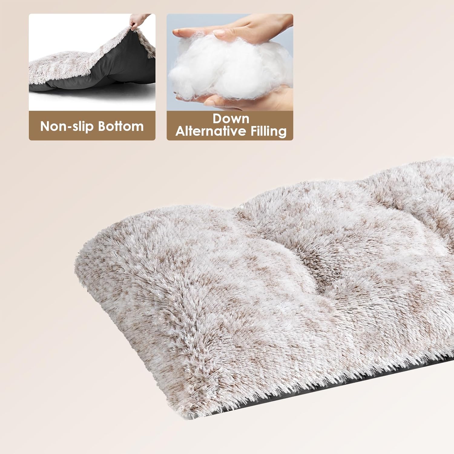 Detalle de EHEYCIGA Fluffy Dog Crate Bed Medium | Calming, Washable Mat with Non-Slip Base (75x50x7.5cm)