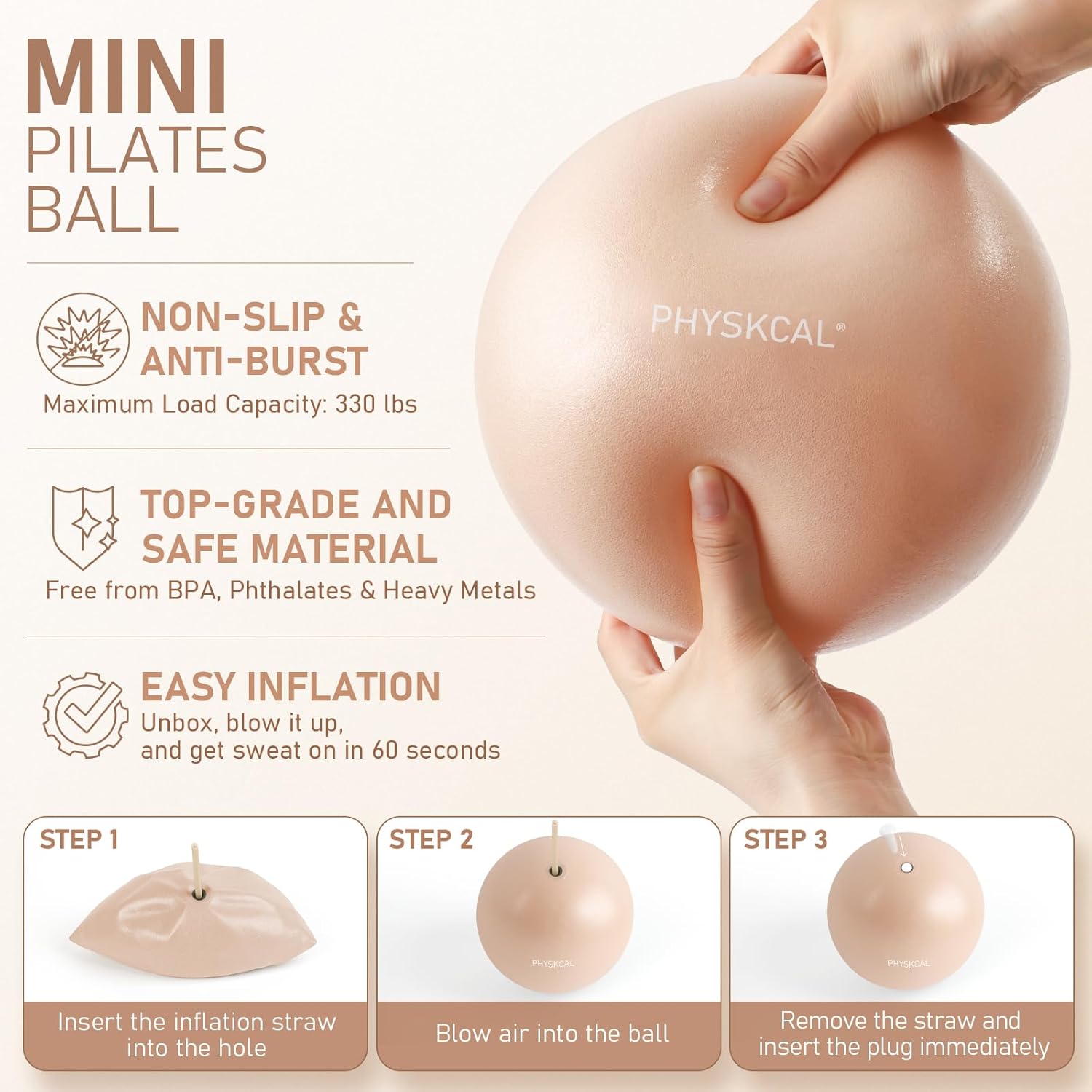 Detalle 2 de PhysKcal Pilates Kit: 15-Inch Ring, Core Ball, 3 Resistance Bands, Flex Bands, and Poster for Home Workouts