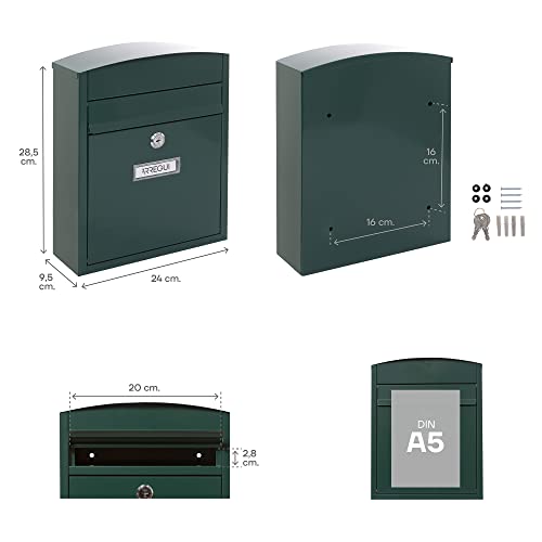 Thumbnail 2 de ARREGUI Compact E5733 Cassetta Postale Individuale in Acciaio Verde – DIN A5, Facile da Montare
