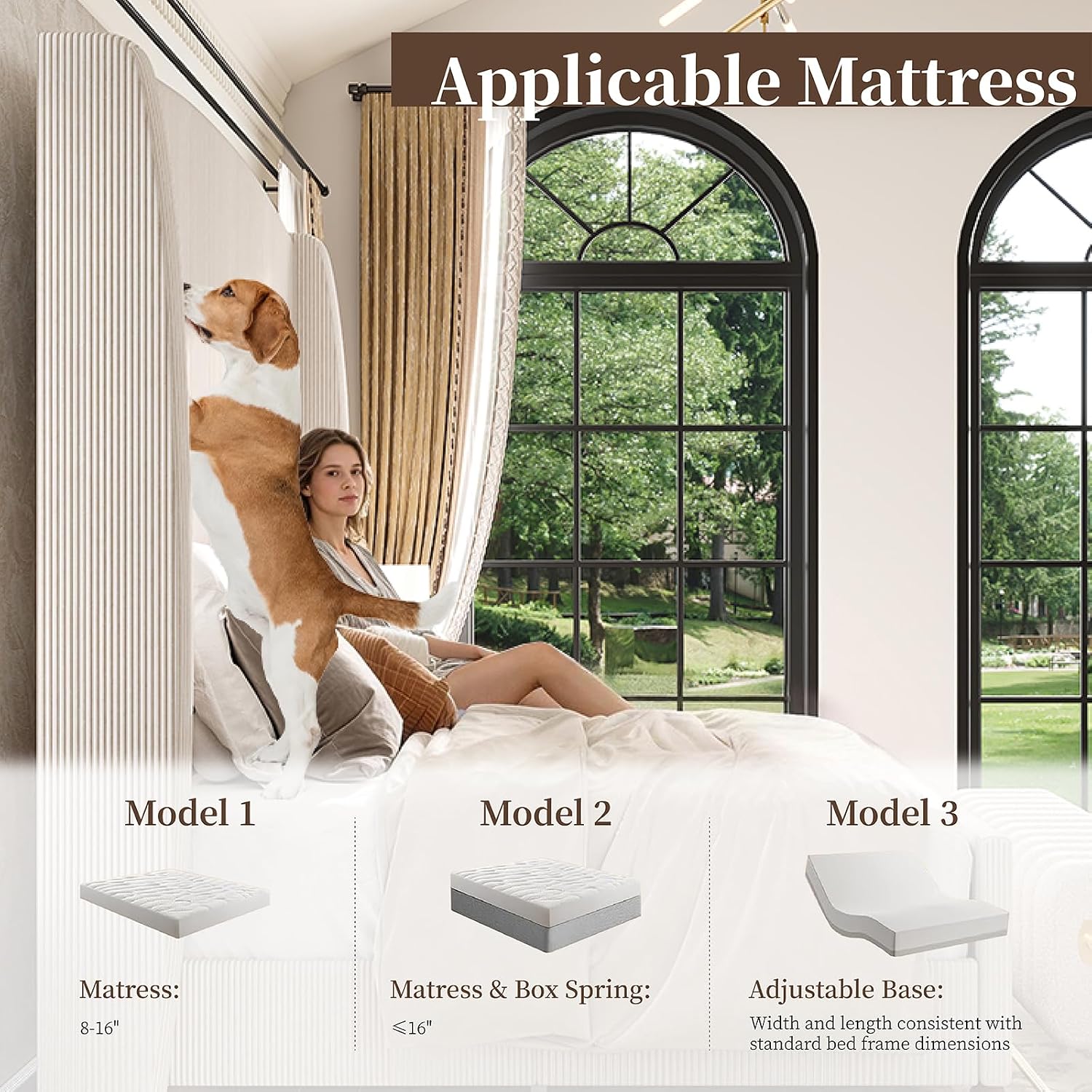 Thumbnail 5 de Ihanherry KK-FBE002 King Bed Frame, 66" Wingback Headboard, Cream Corduroy