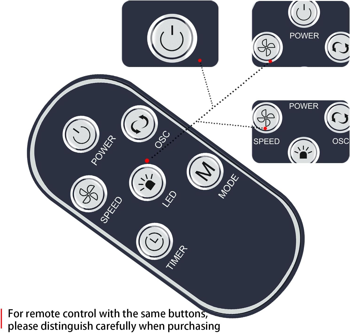 Thumbnail 2 de TCNOUMT replacement remote control for Brandson 108cm tower fan (TCNOUMT)