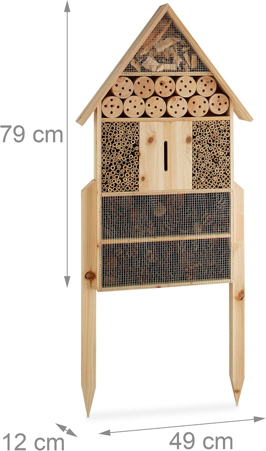 Detalle 2 de Relaxdays Free-Standing XL Insect Hotel – Nest Help for Bees, Butterflies and Ladybirds