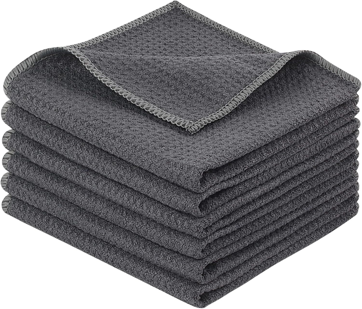 KinHwa Mikrofaser-Reinigungstücher (6er Set) grau, 30 x 30 cm – waschbar, saugstark