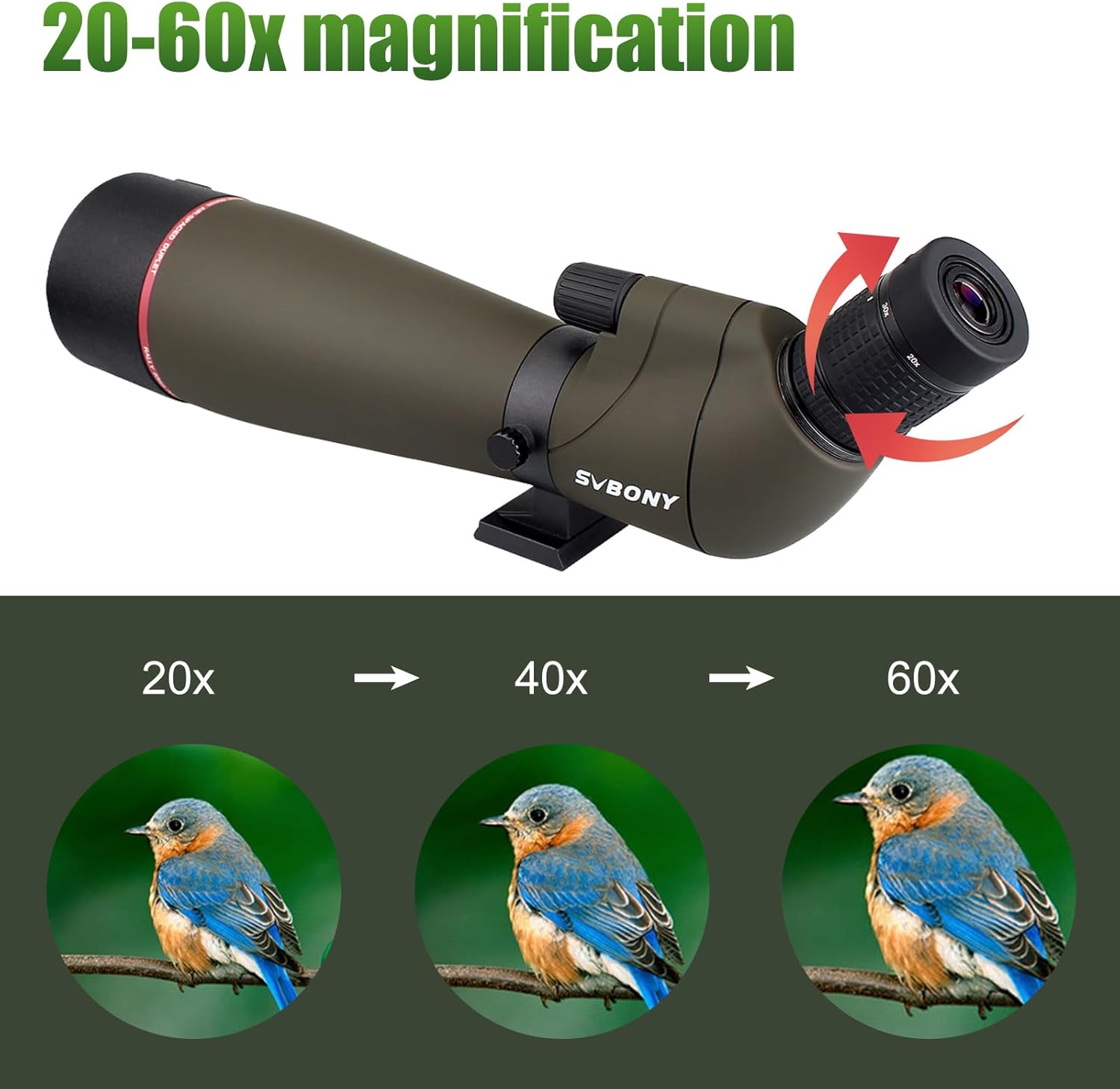 Thumbnail 2 de Svbony SV13 Spektiv 20 bis 60x80 mit Stativ