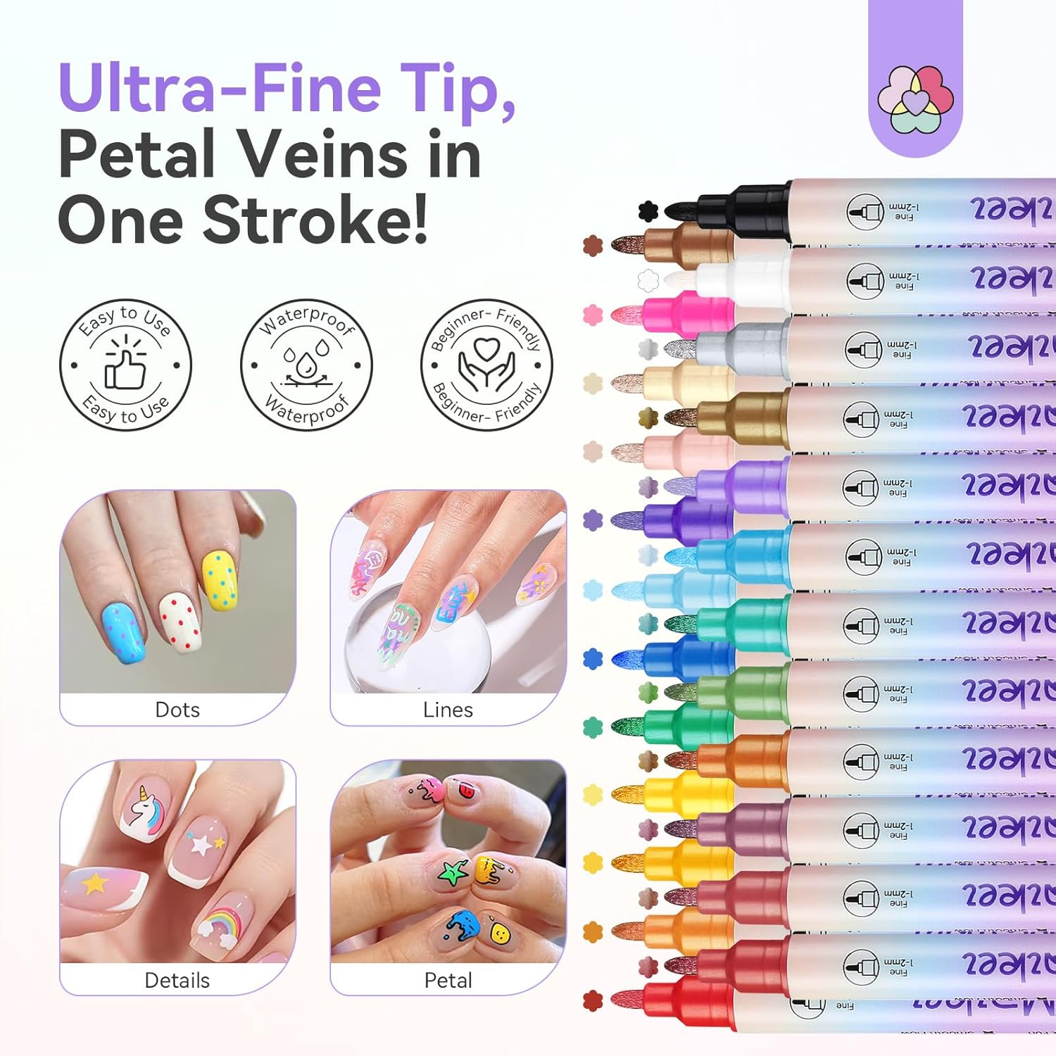 Thumbnail 2 de SAVILAND 24 Colors Nail Polish Pens Set: Quick-Dry Dual-Tip Nail Art Pens