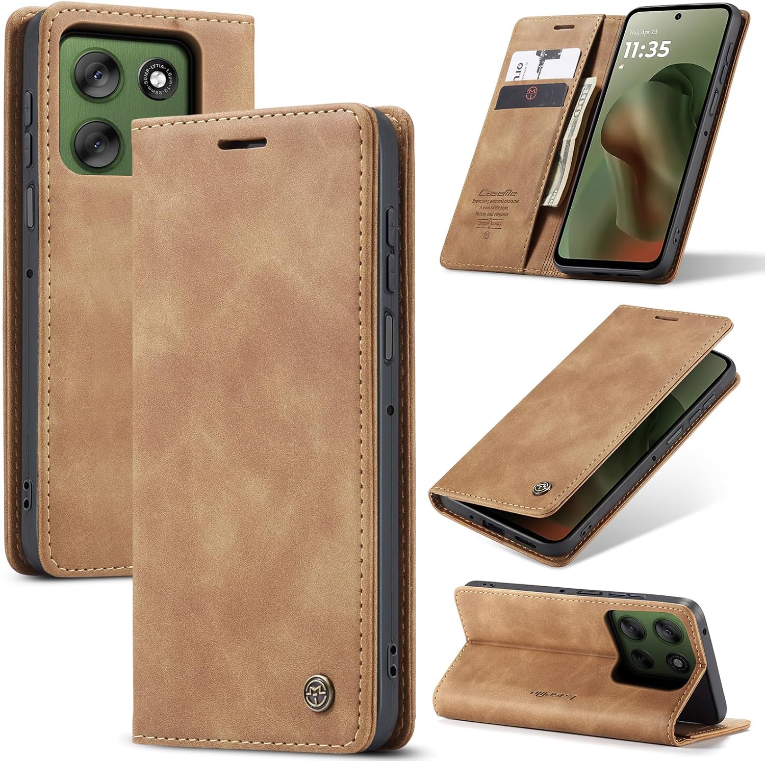 Detalle de Handyhülle Motorola Moto G56 Folio Wallet braun