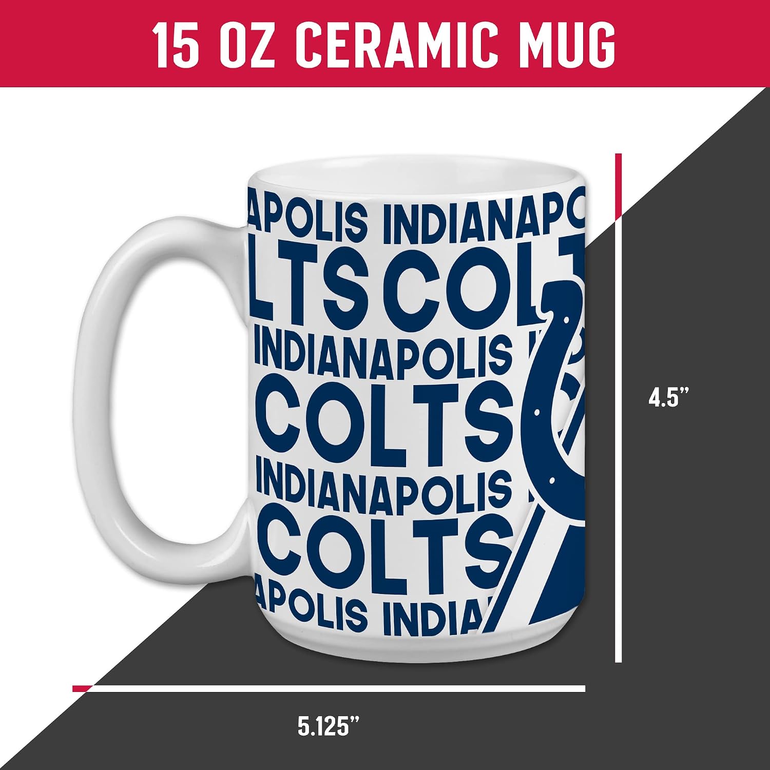 Detalle 2 de Rico Industries NFL Football 15 oz White Ceramic Mug
