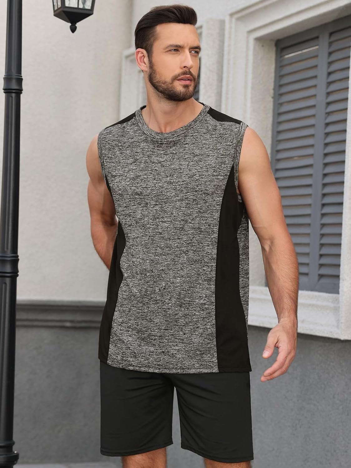Detalle de Komfokore Herren Tank Tops 1/4er Pack – Atmungsaktive, schnelltrocknende Muskelshirts