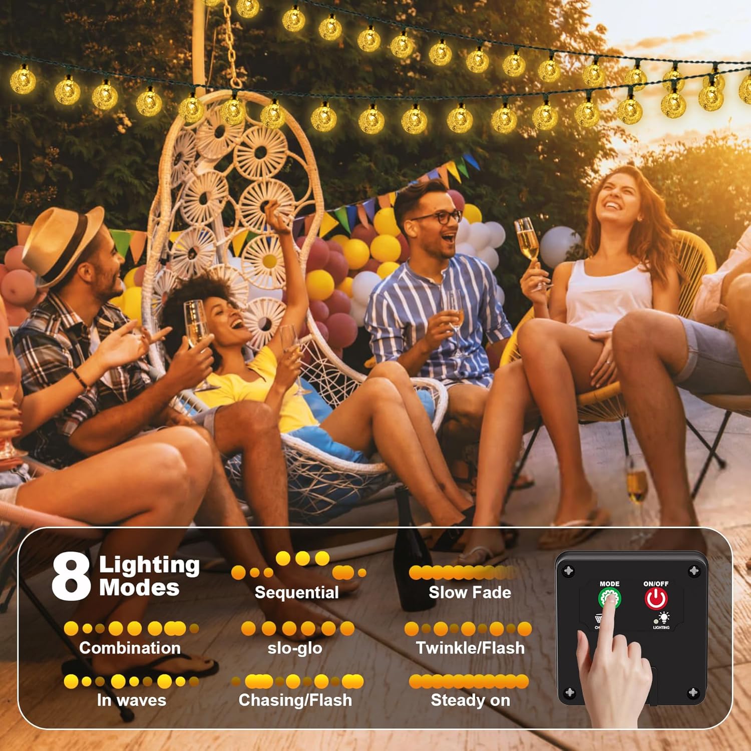 Thumbnail 3 de Laihur 50LED Solar Garden Lights (Warm White) – 8 Modes, 8-Hour Timer, IP65 Waterproof